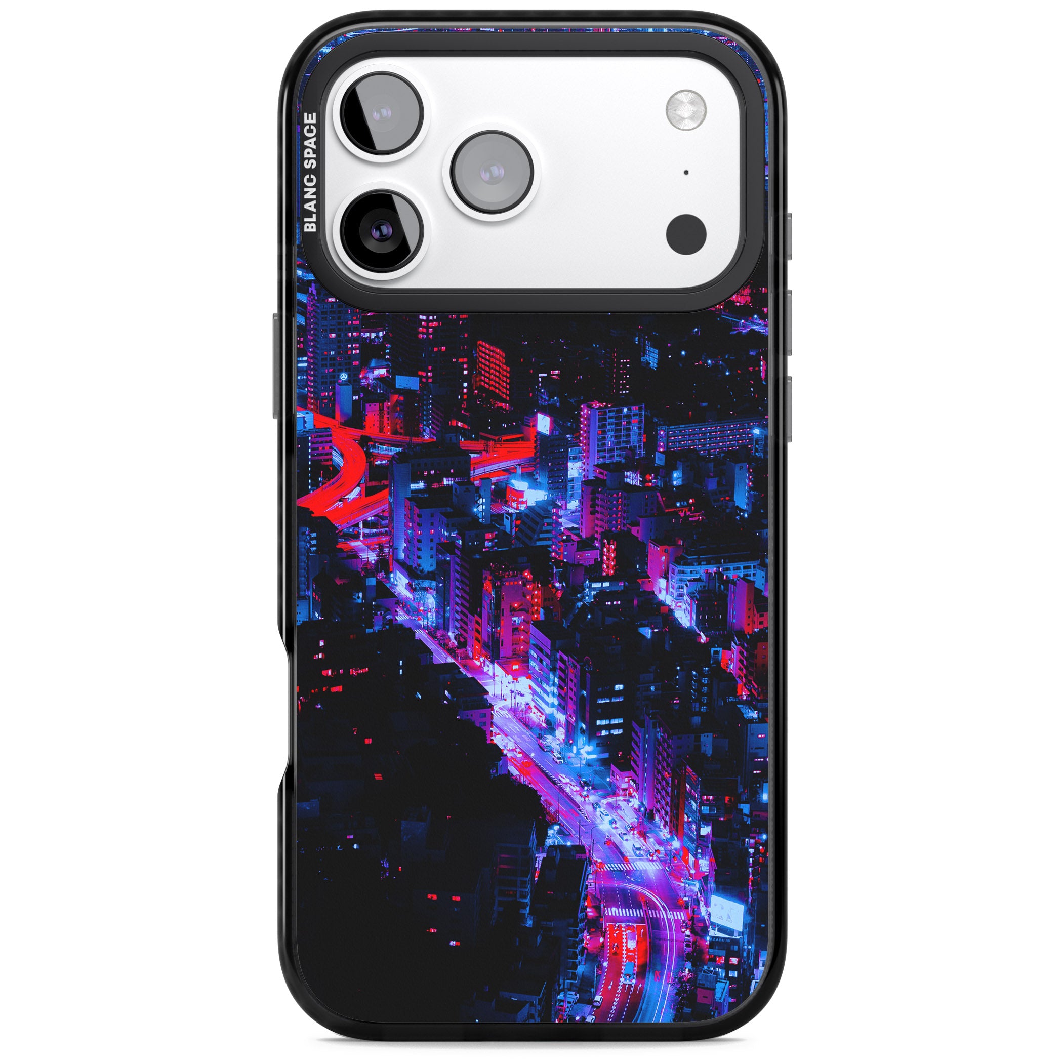 Neon Cityscape iPhone 17 Pro Impact Pro Black Phone Case