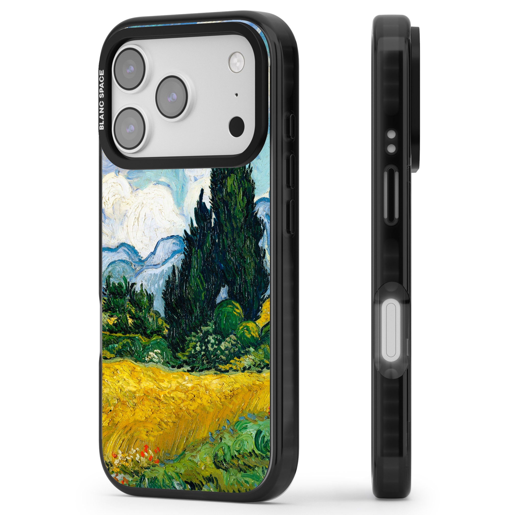 Wheat Field With Cypresses By Vincent Van Gogh iPhone 17 Pro Impact Pro Black Phone Case Side Profile