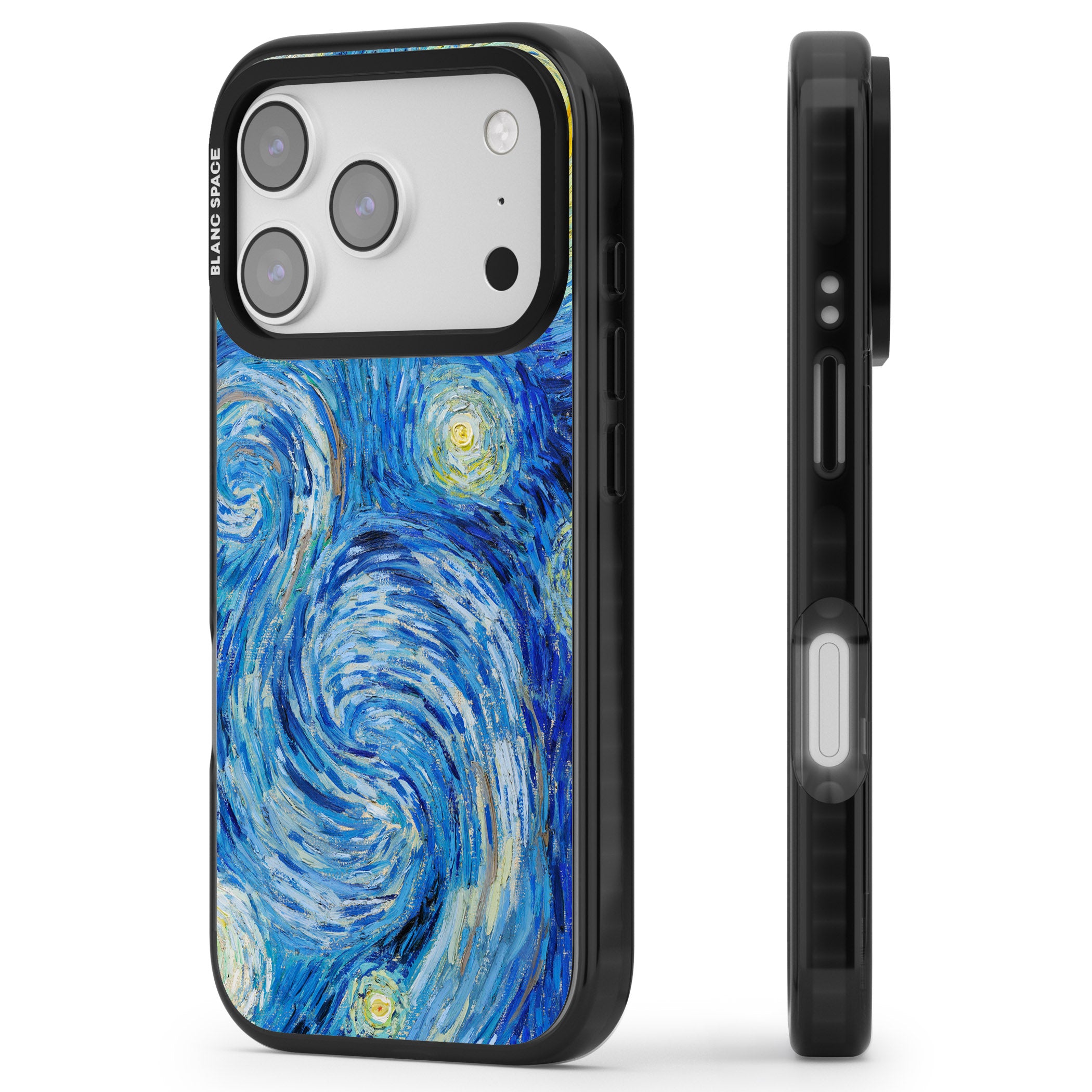 The Starry Night By Vincent Van Gogh iPhone 17 Pro Impact Pro Black Phone Case Side Profile