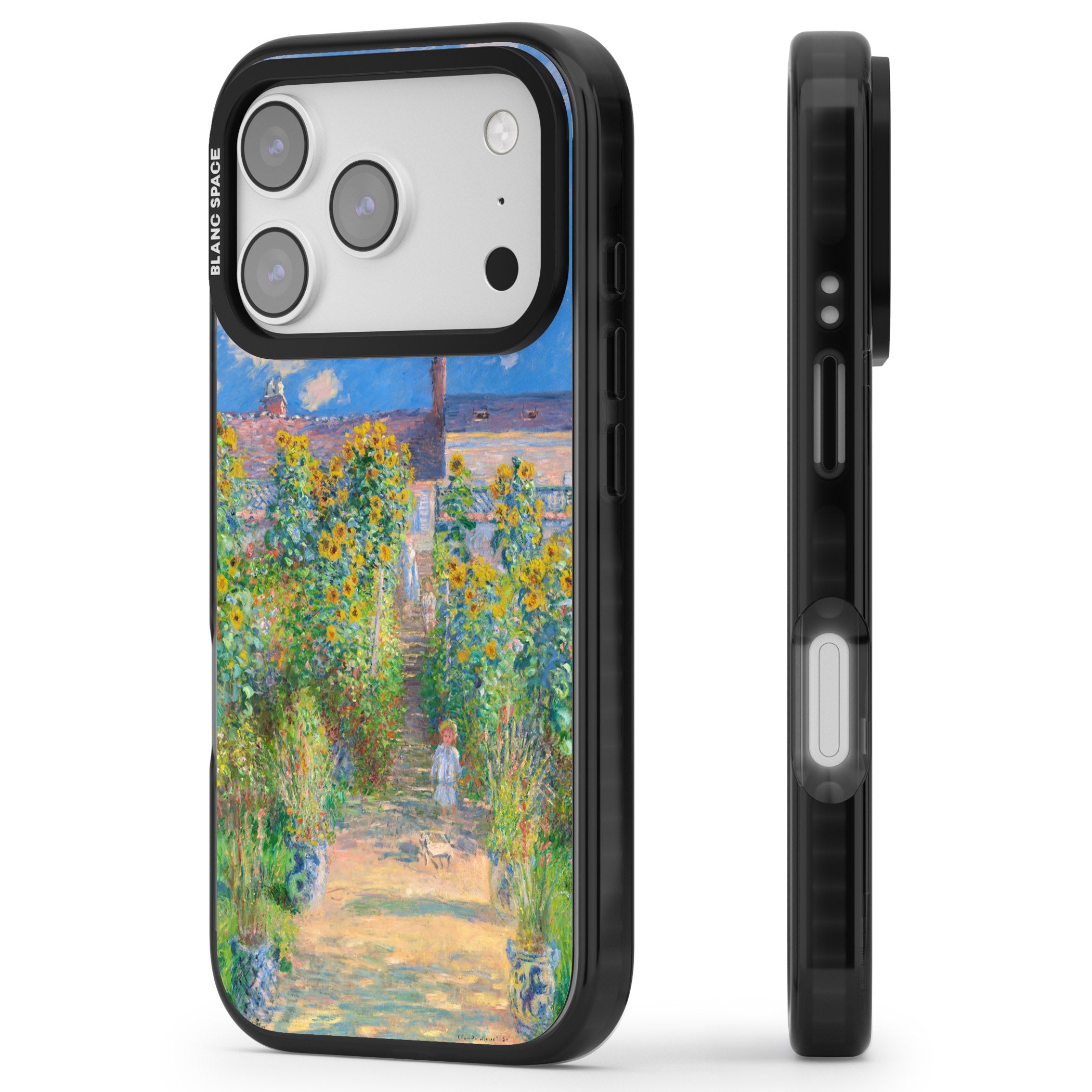 Garden at Vetheuil iPhone 17 Pro Impact Pro Black Phone Case Side Profile