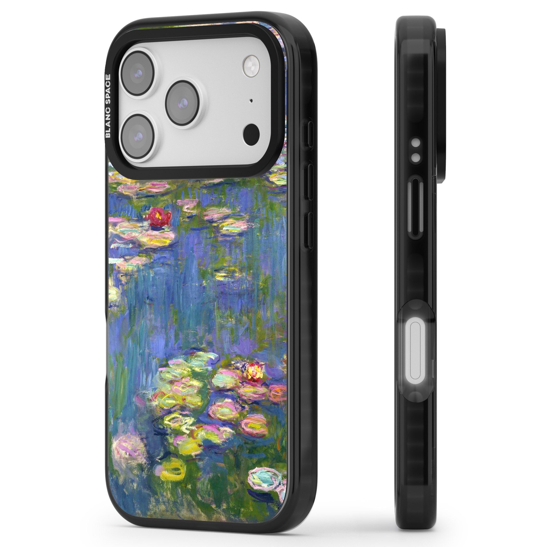 Water Lilies II iPhone 17 Pro Impact Pro Black Phone Case Side Profile