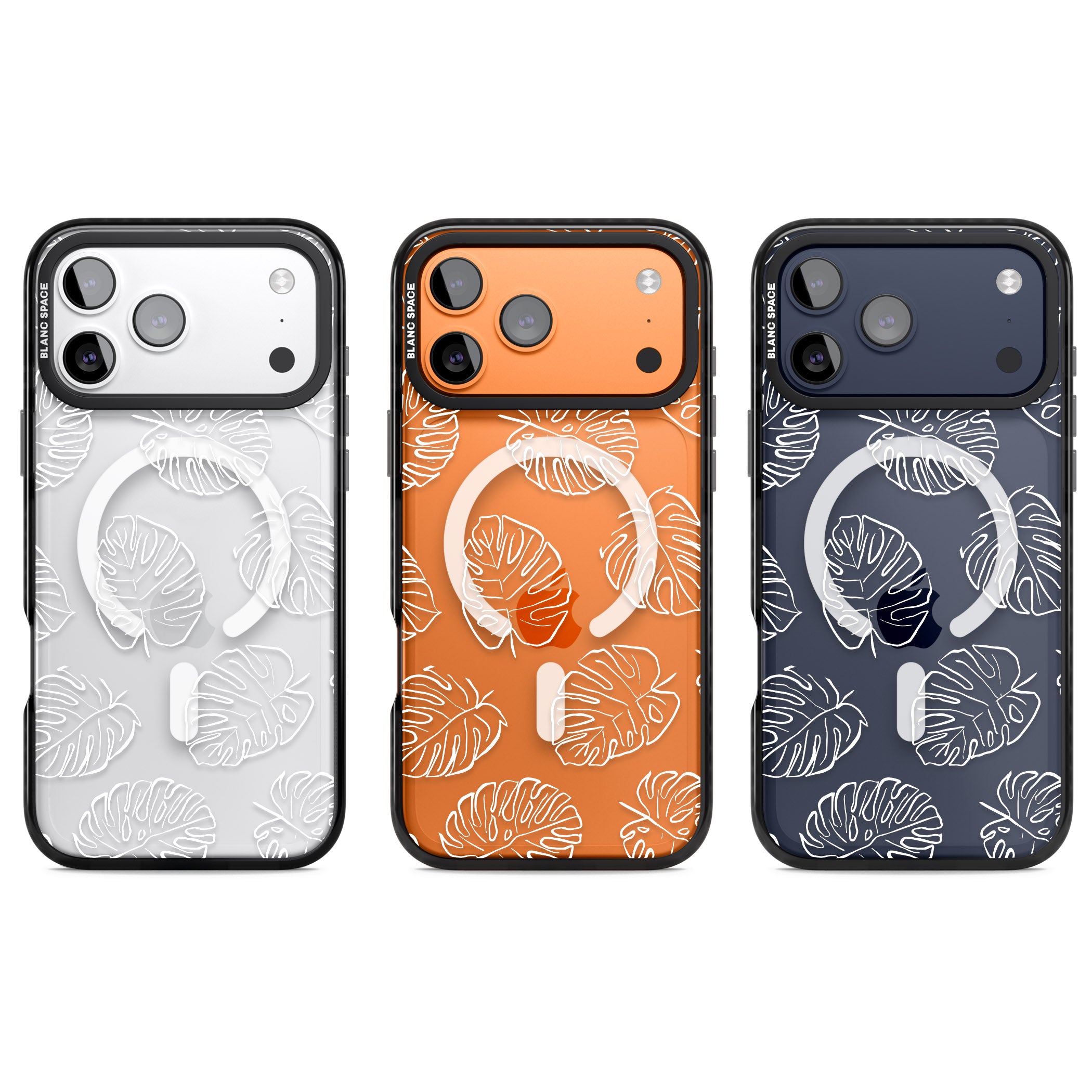 Monstera Outline iPhone 17 Pro Impact Pro Black Phone Case APT Impact Protection