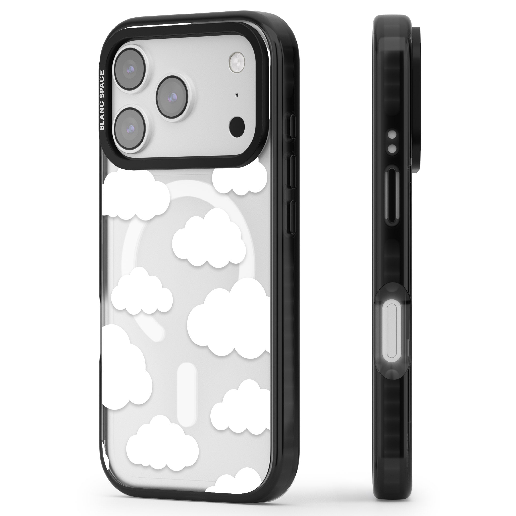 Cloud Pattern iPhone 17 Pro Impact Pro Black Phone Case Side Profile