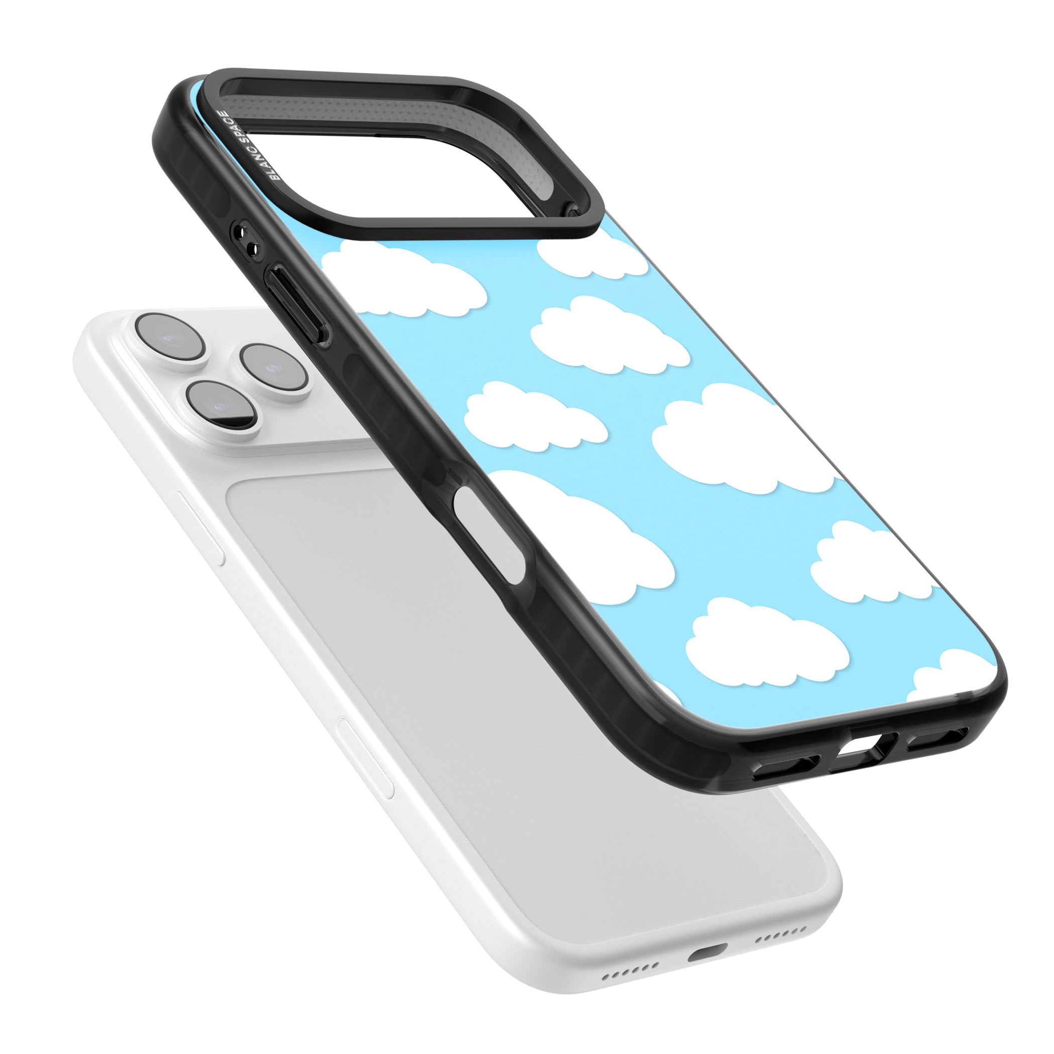 Blue Sky & Clouds Pattern iPhone 17 Pro Impact Pro Black Phone Case Colours