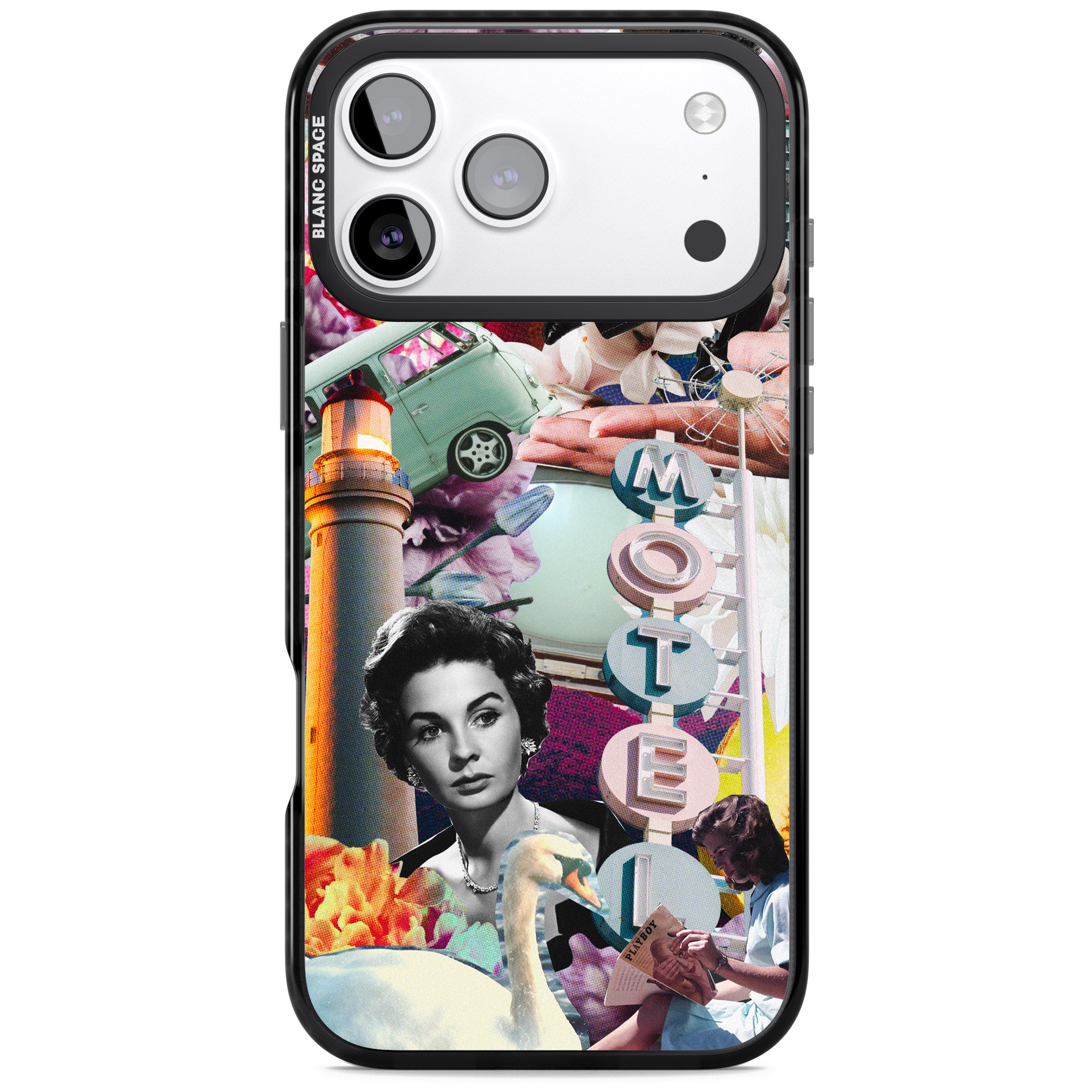 Retro Motel Collage iPhone 17 Pro Impact Pro Black Phone Case