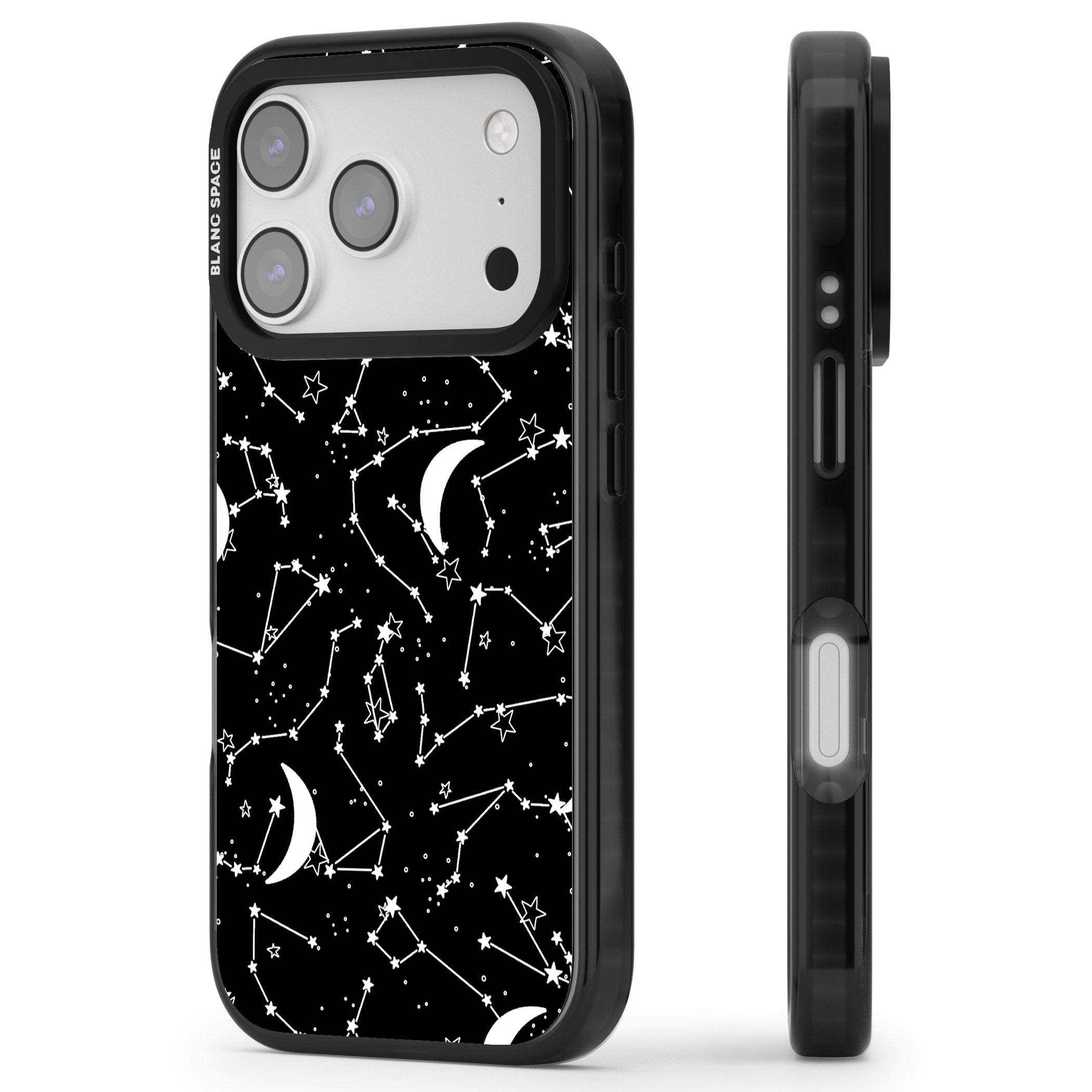 Black Celestial Constellations iPhone 17 Pro Impact Pro Black Phone Case Side Profile