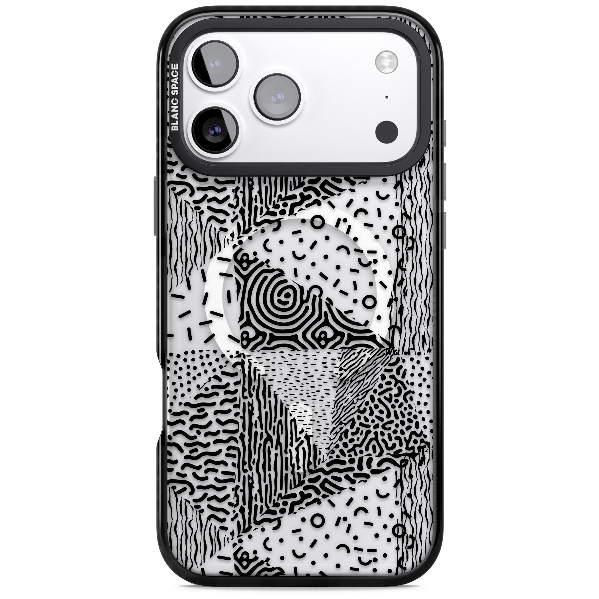Monochrome Pattern iPhone 17 Pro Impact Pro Black Phone Case