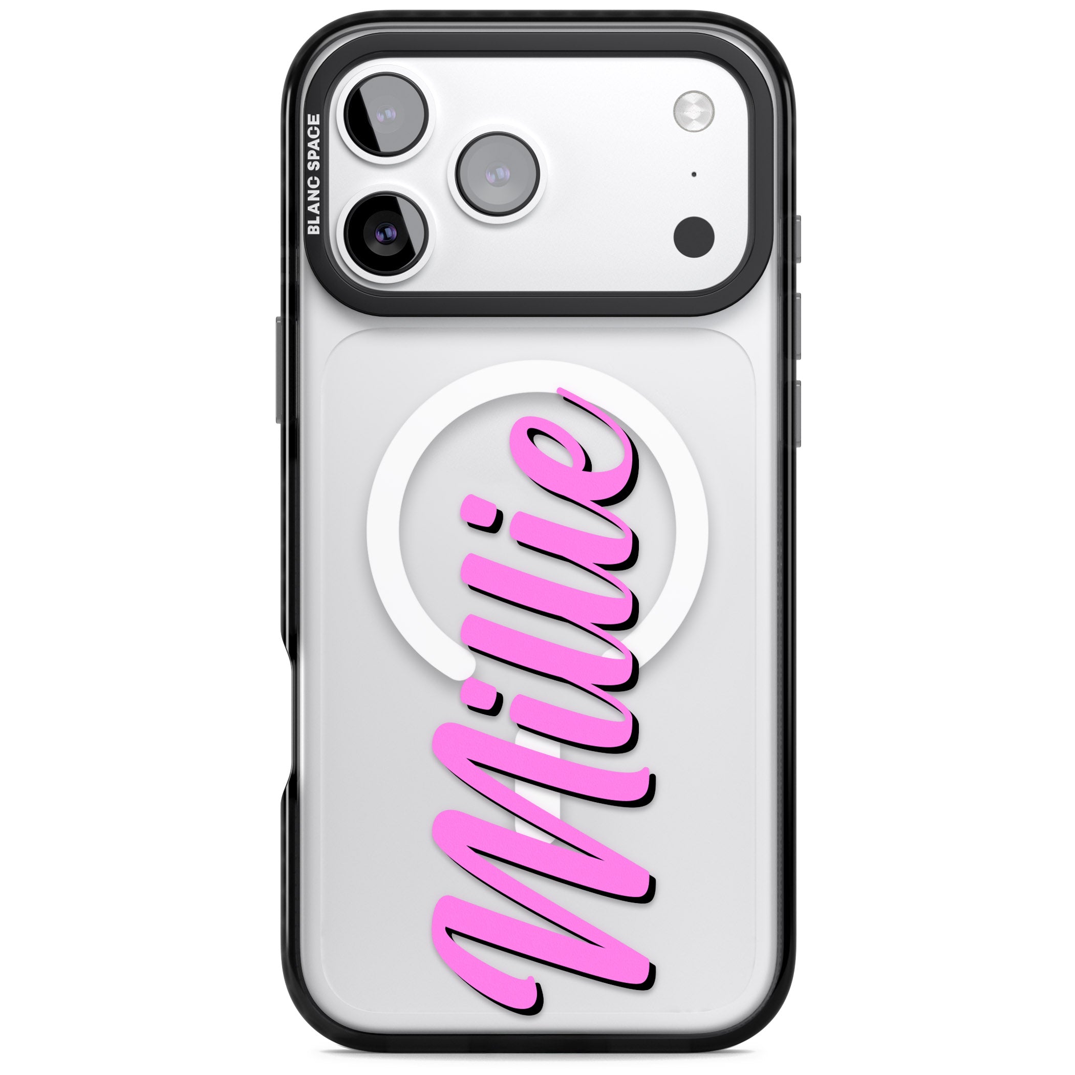 Personalised Cute Vertical Name iPhone 17 Pro Impact Pro Black Phone Case