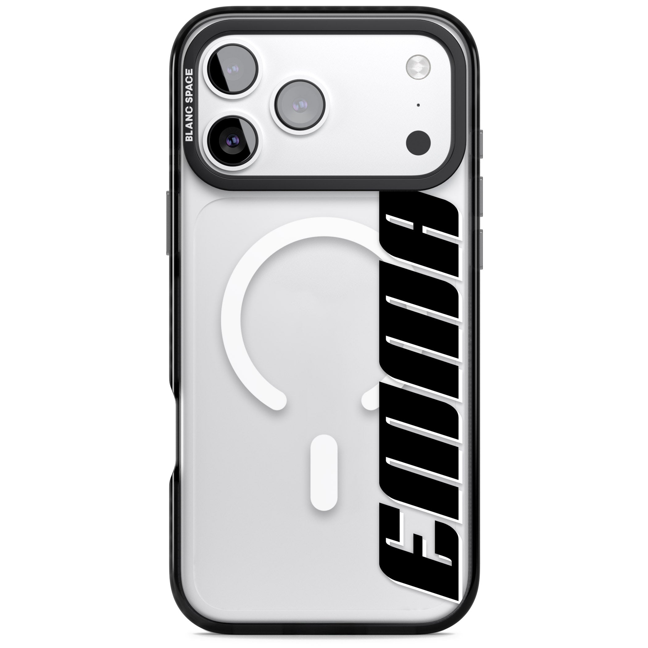 Personalised Vertical Bold Name iPhone 17 Pro Impact Pro Black Phone Case