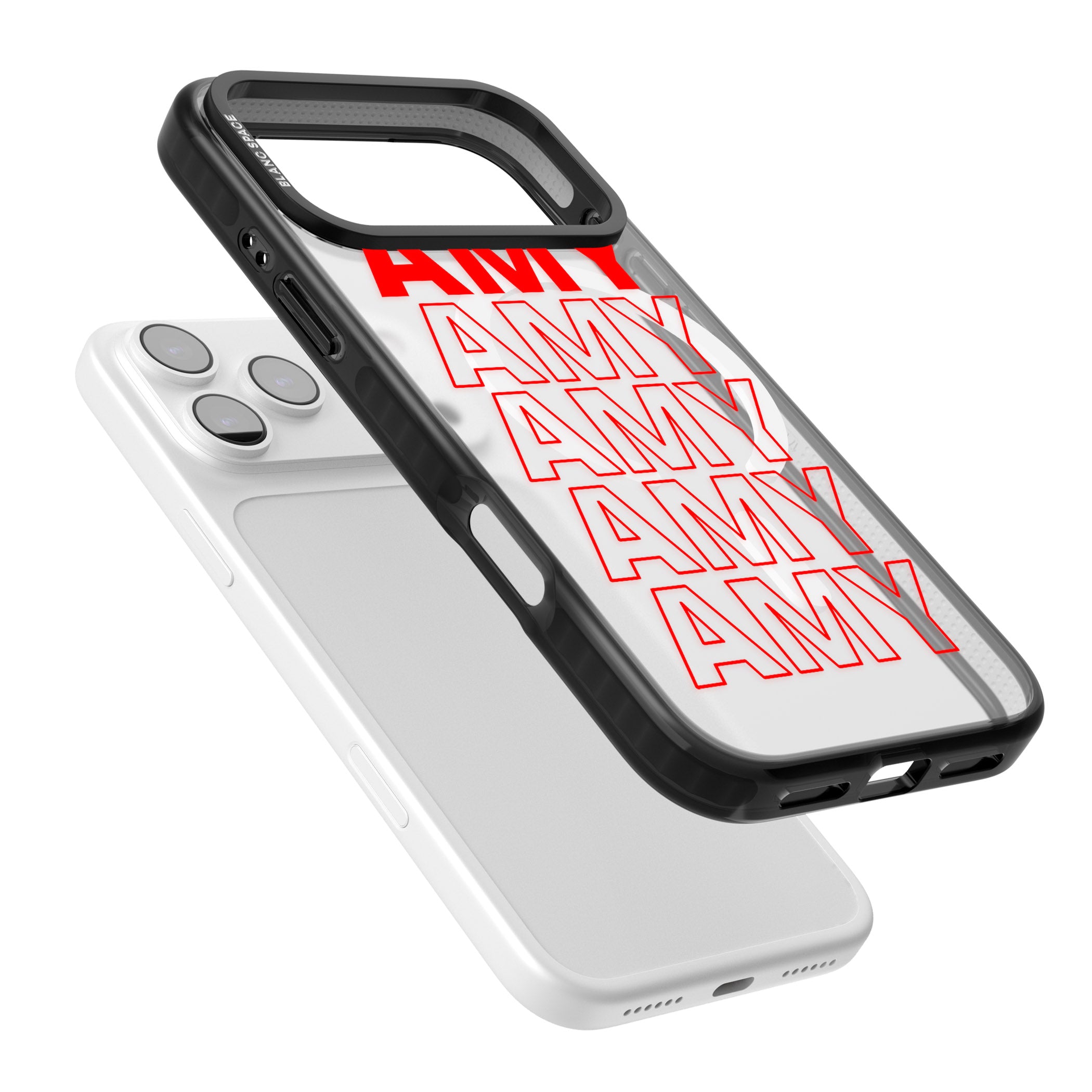 Personalised Bold Name Repeat iPhone 17 Pro Impact Pro Black Phone Case Colours