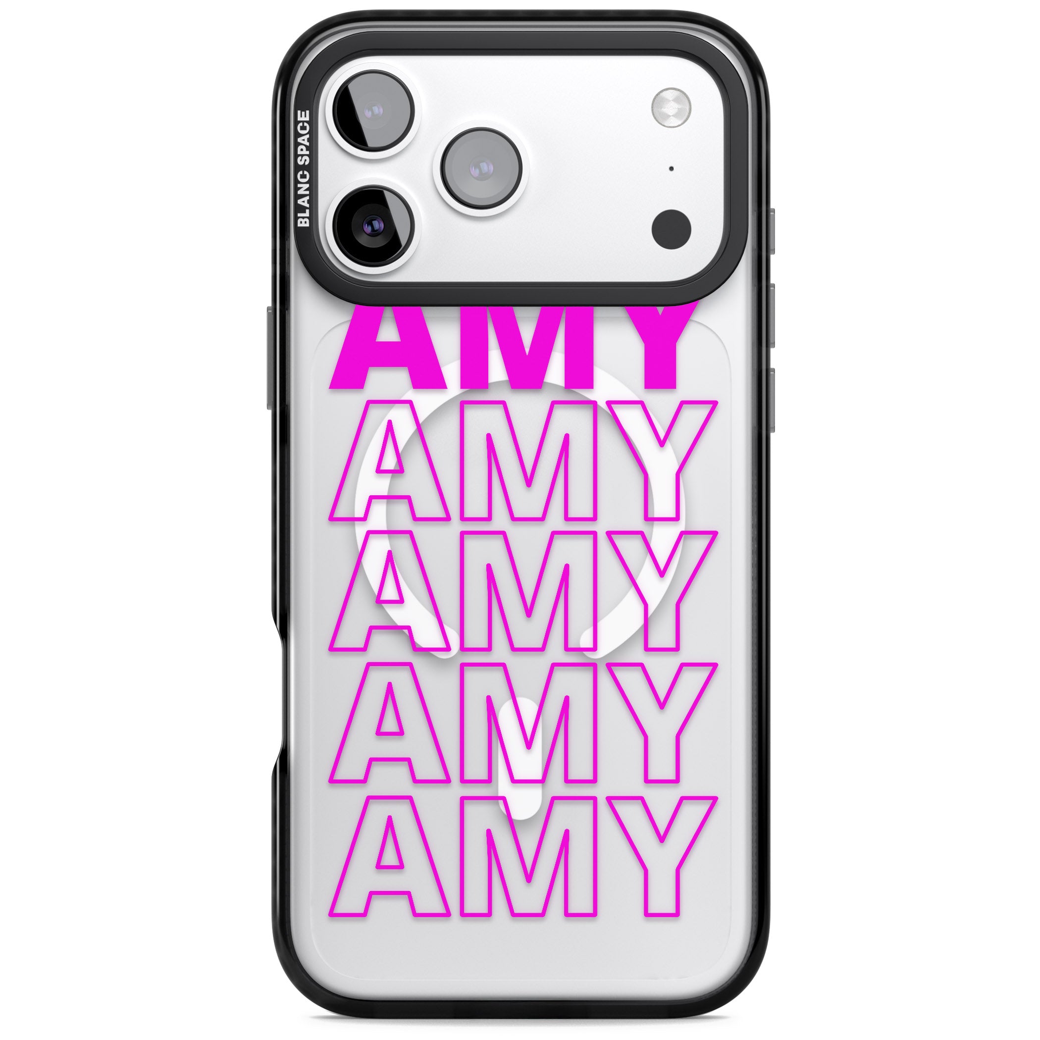 Personalised Bold Repeated Name iPhone 17 Pro Impact Pro Black Phone Case