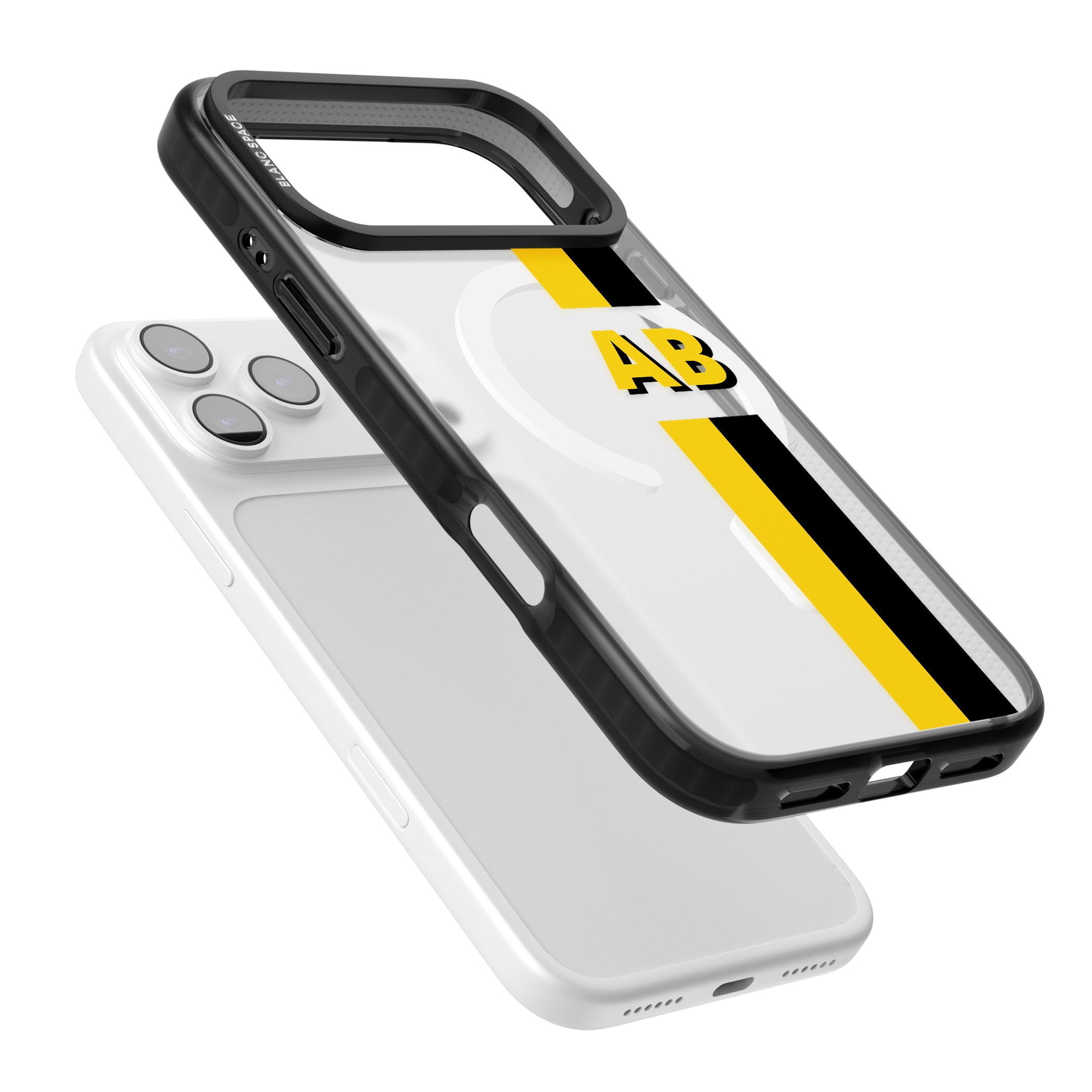 Personalised Bold Name Striped iPhone 17 Pro Impact Pro Black Phone Case Colours