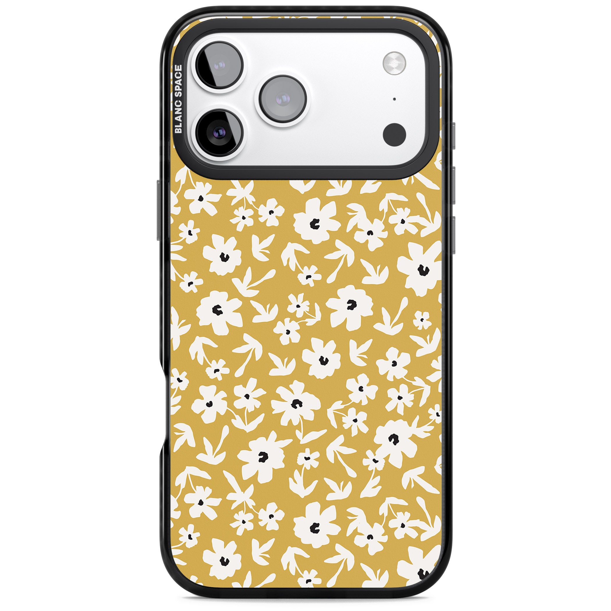 Mustard Floral iPhone 17 Pro Impact Pro Black Phone Case