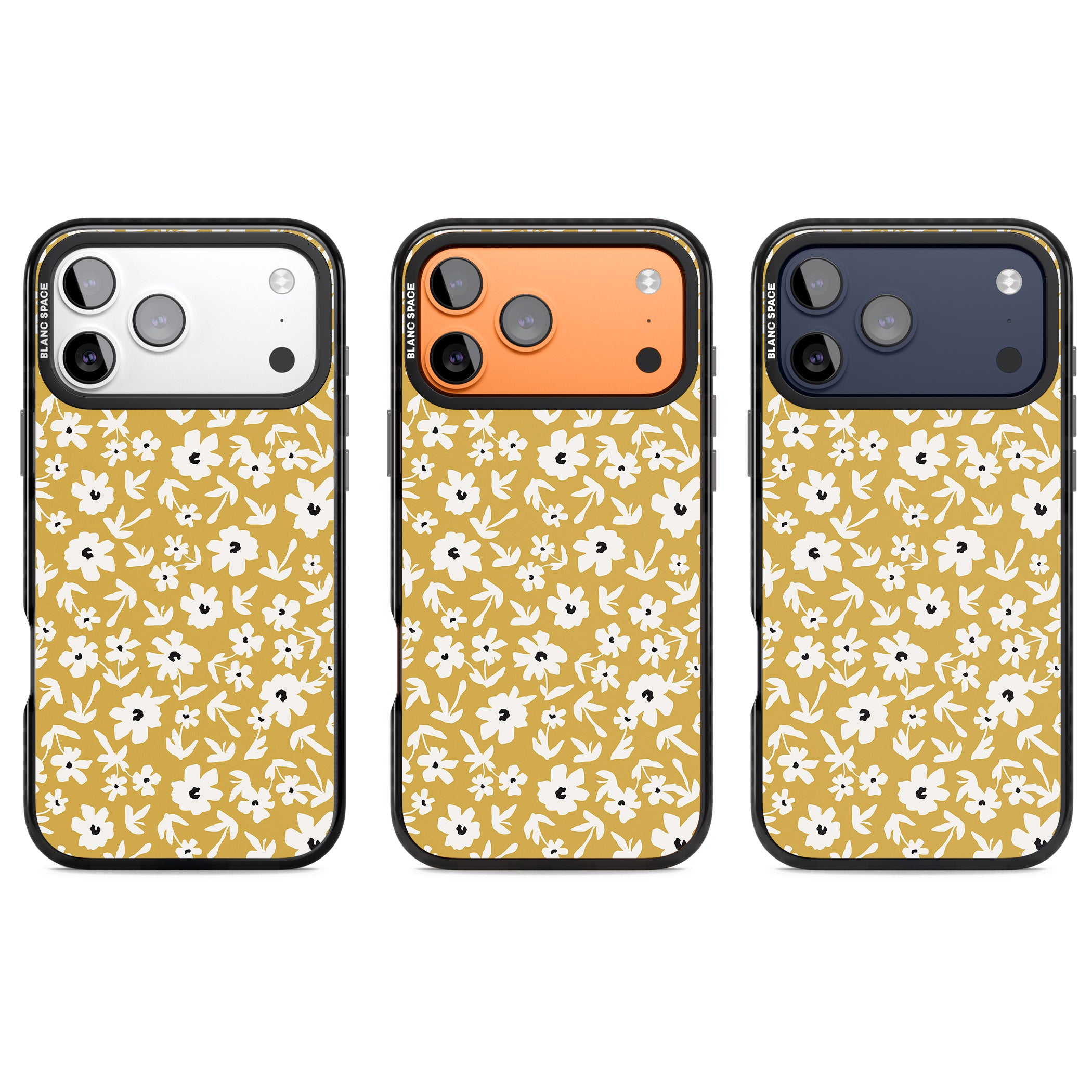Mustard Floral iPhone 17 Pro Impact Pro Black Phone Case APT Impact Protection