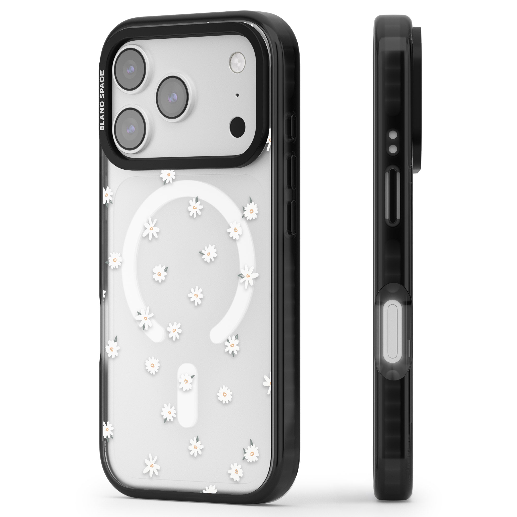 Daisy Dream Clear iPhone 17 Pro Impact Pro Black Phone Case Side Profile