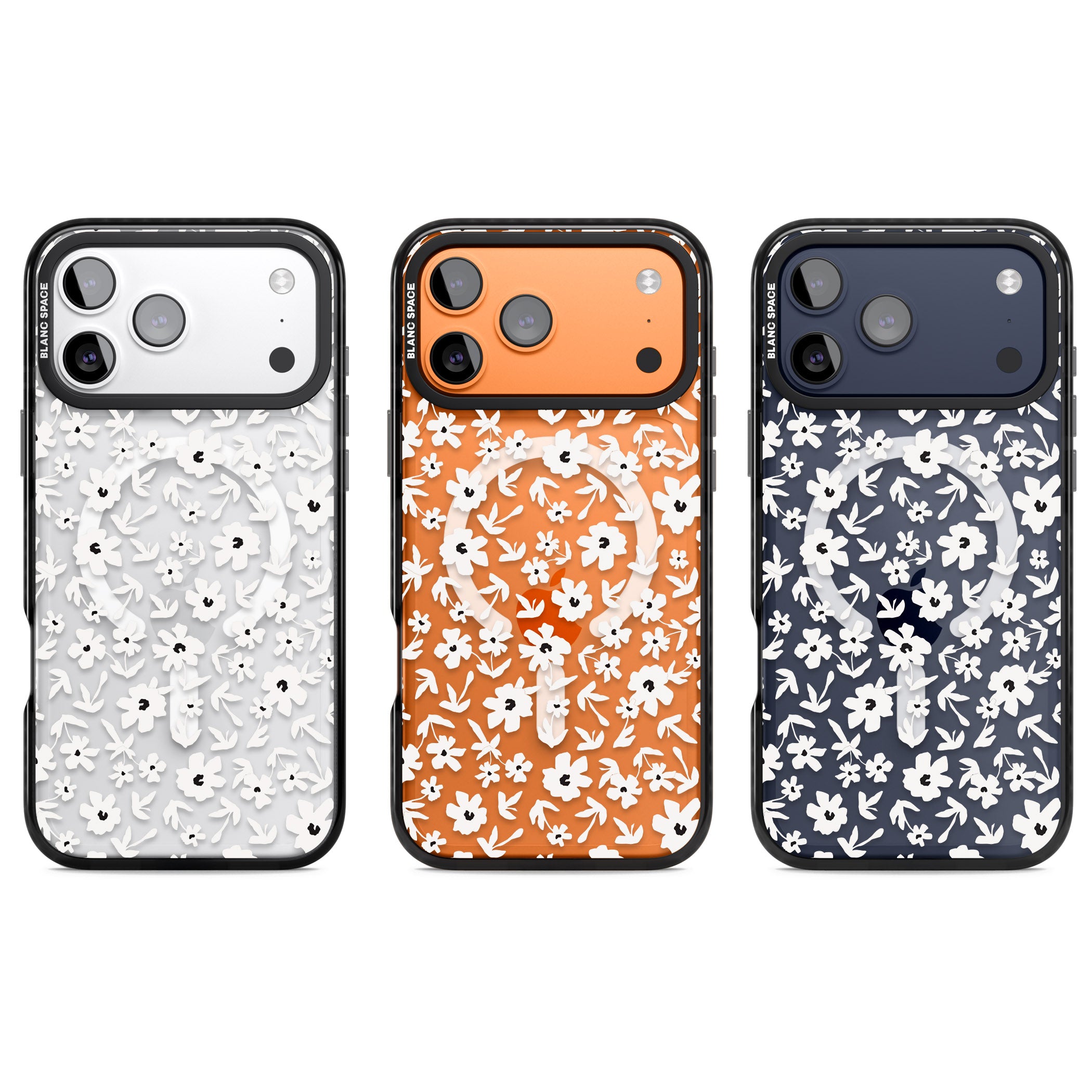 Monochrome Floral iPhone 17 Pro Impact Pro Black Phone Case APT Impact Protection