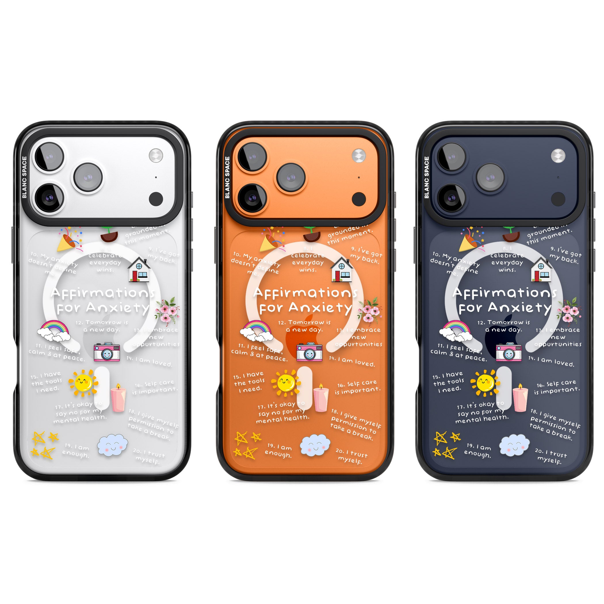 Anxiety White Text iPhone 17 Pro Impact Pro Black Phone Case APT Impact Protection