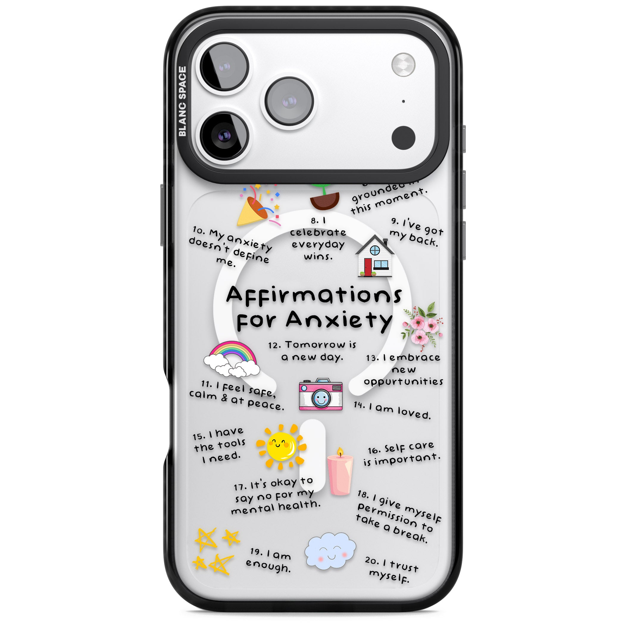 Anxiety Black Text iPhone 17 Pro Impact Pro Black Phone Case