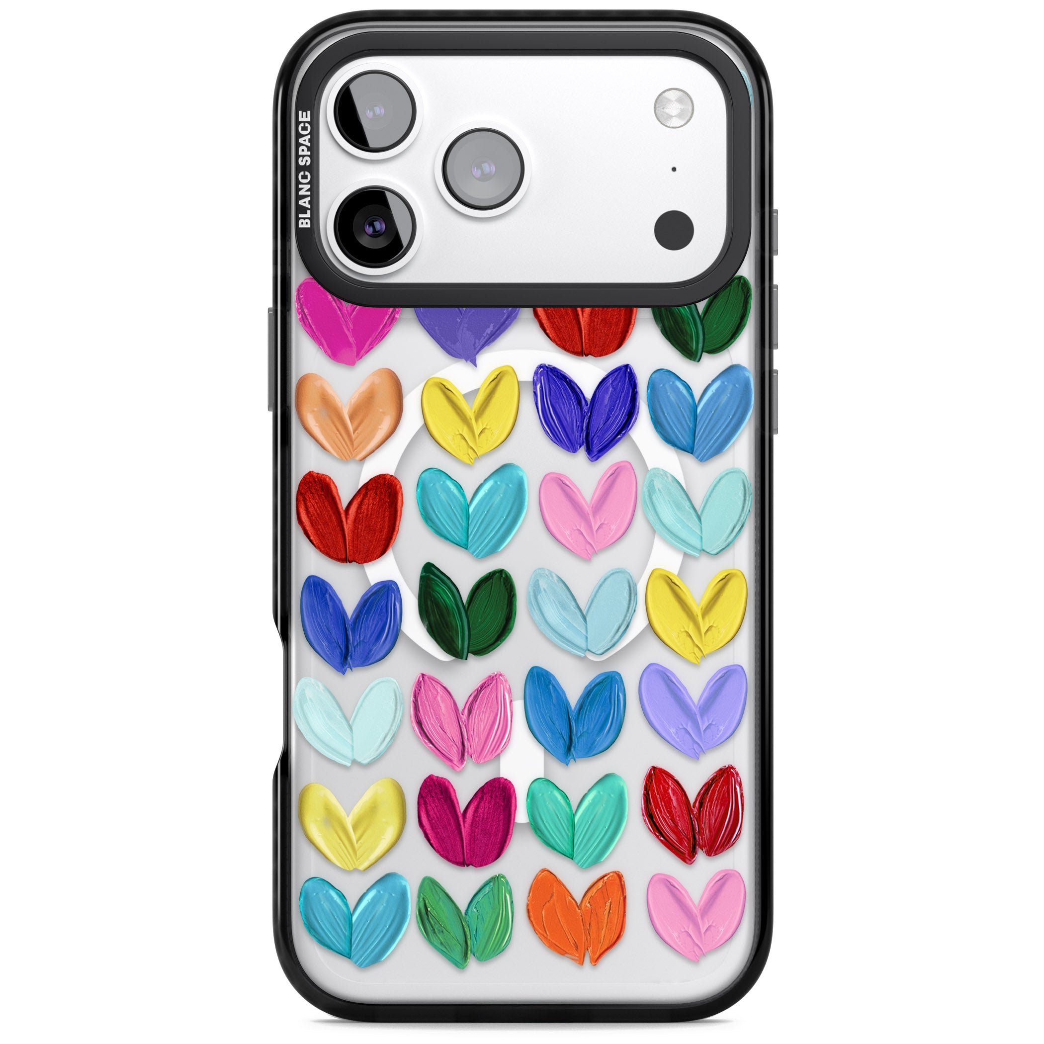 Oil Painted Hearts iPhone 17 Pro Impact Pro Black Phone Case
