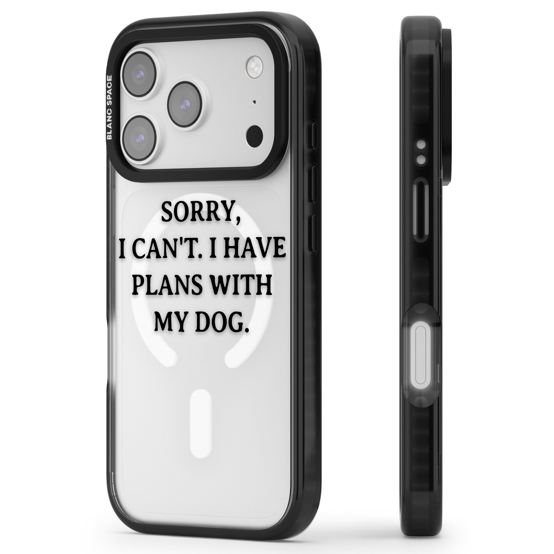 I Have Plans With My Dog iPhone 17 Pro Impact Pro Black Phone Case Side Profile