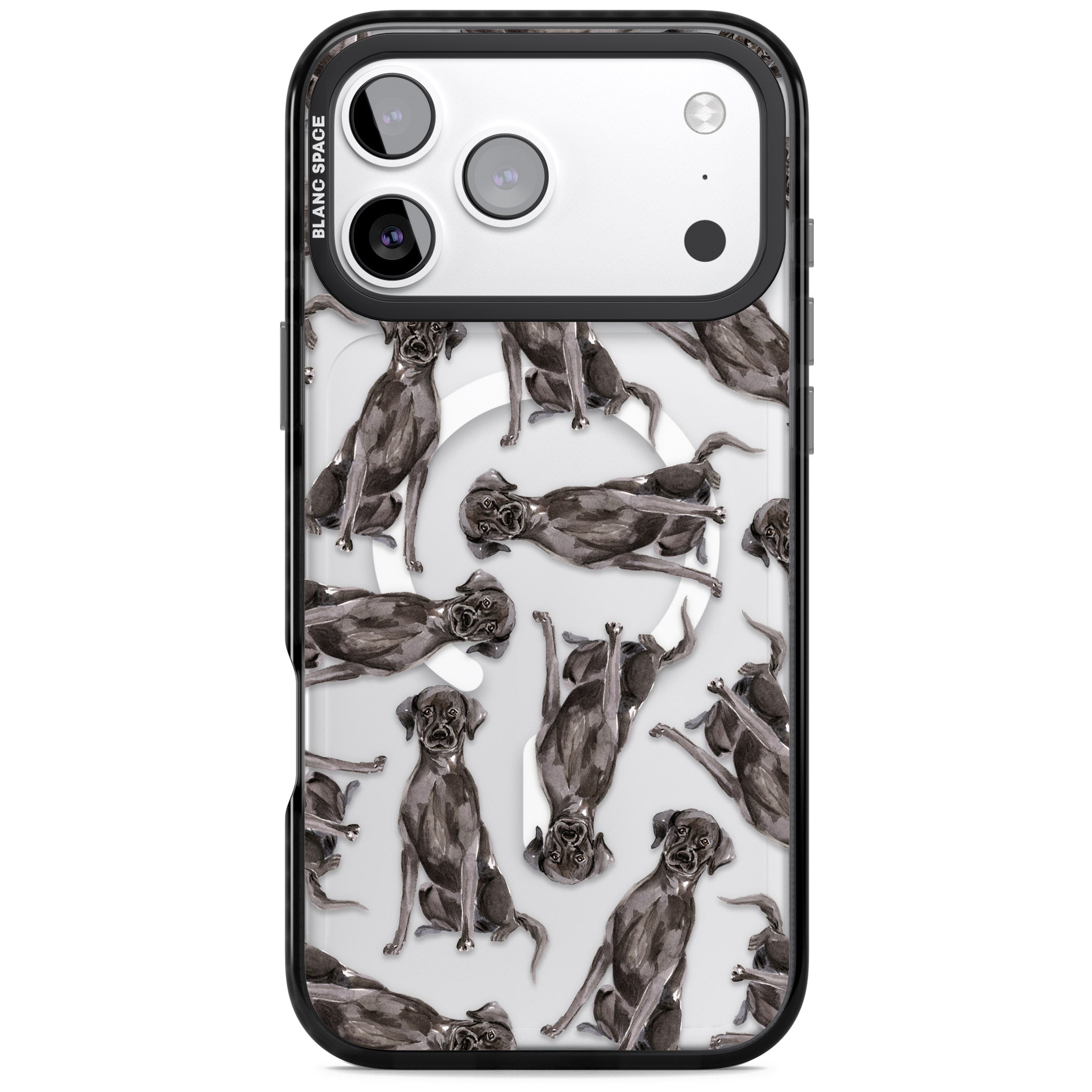 Black Labrador Watercolor Pattern iPhone 17 Pro Impact Pro Black Phone Case
