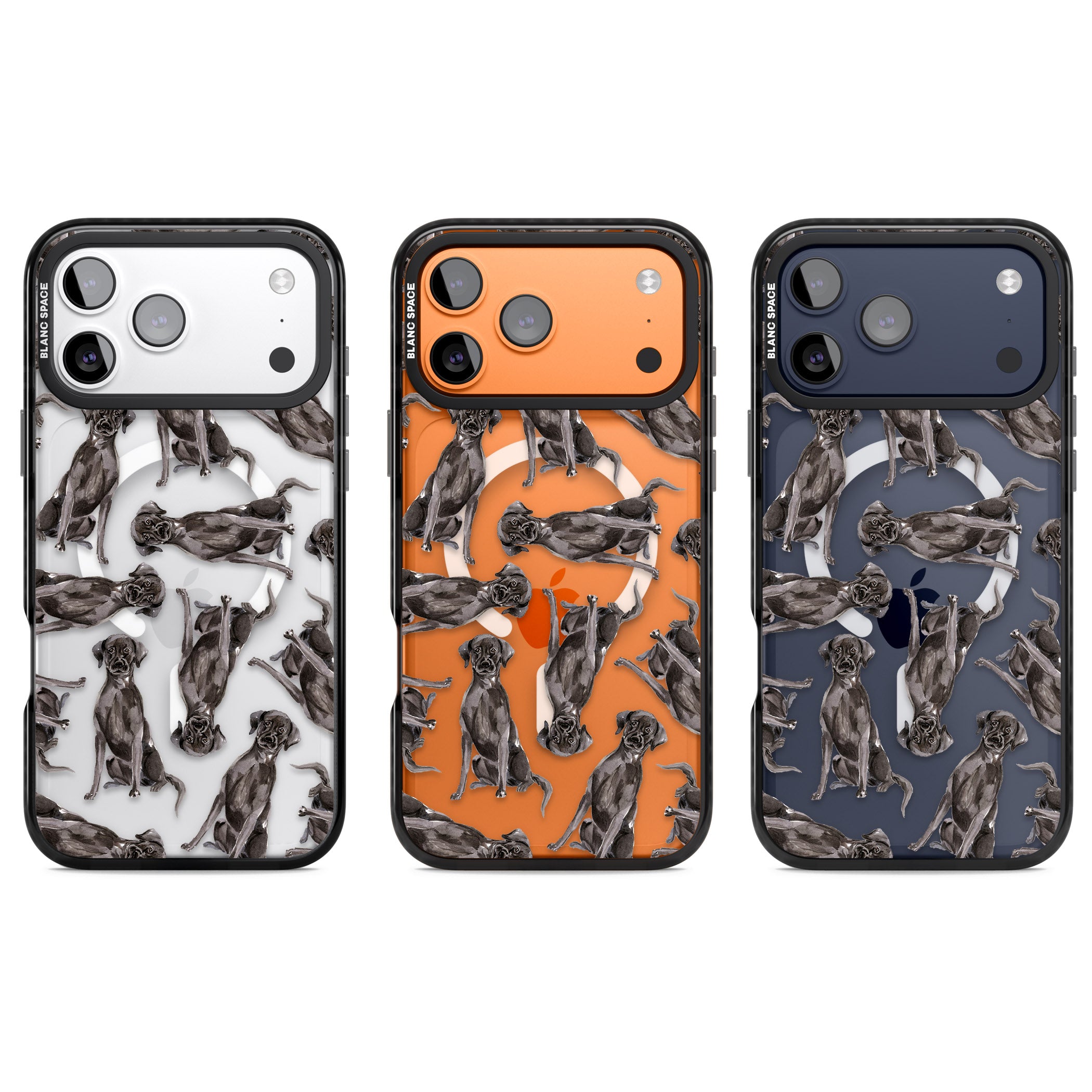 Black Labrador Watercolor Pattern iPhone 17 Pro Impact Pro Black Phone Case APT Impact Protection