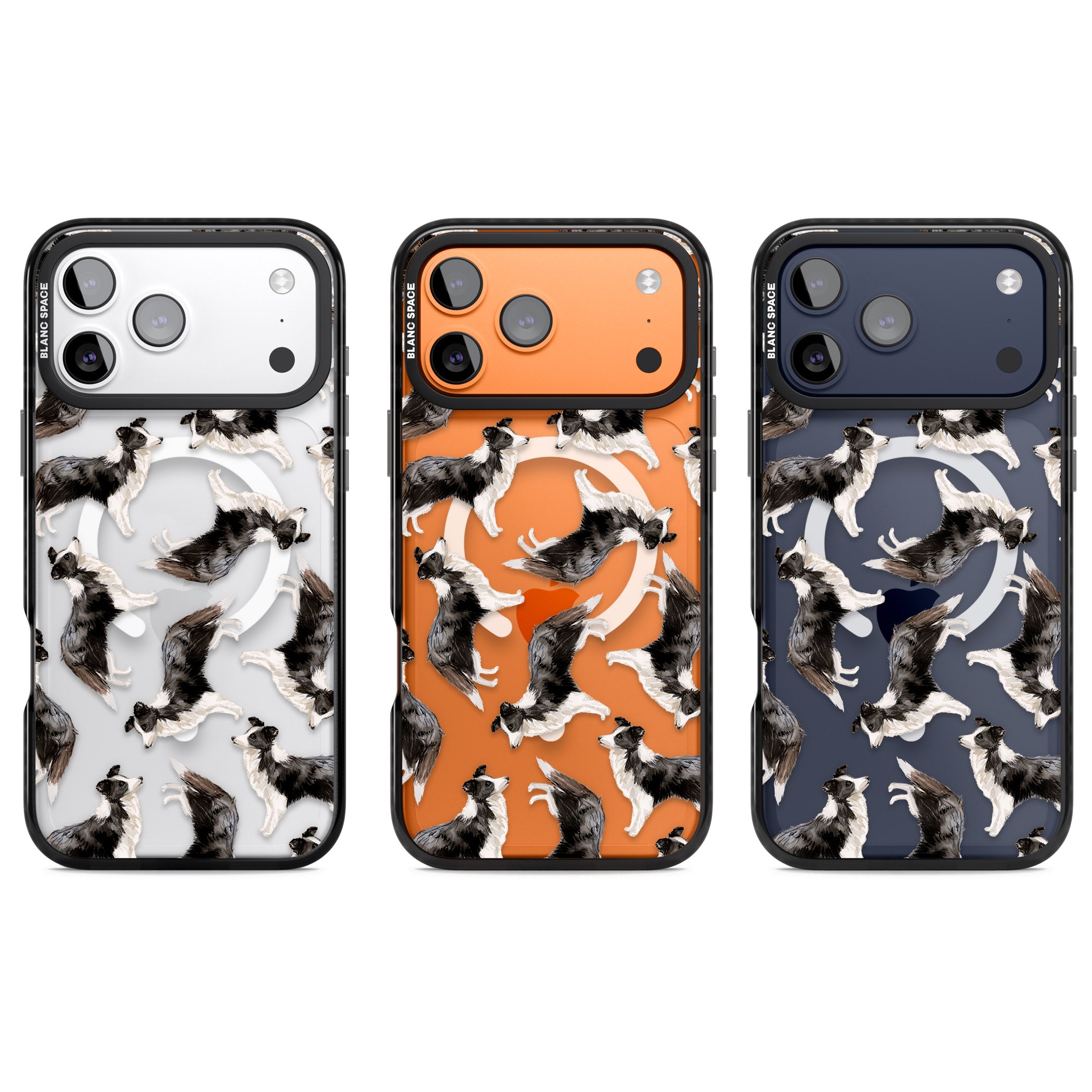 Border Collie Pattern Watercolour iPhone 17 Pro Impact Pro Black Phone Case APT Impact Protection