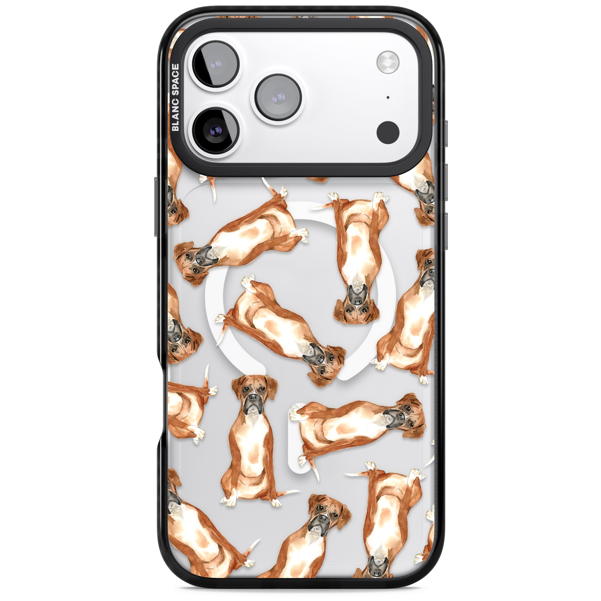 Boxer Watercolor Dog Pattern iPhone 17 Pro Impact Pro Black Phone Case