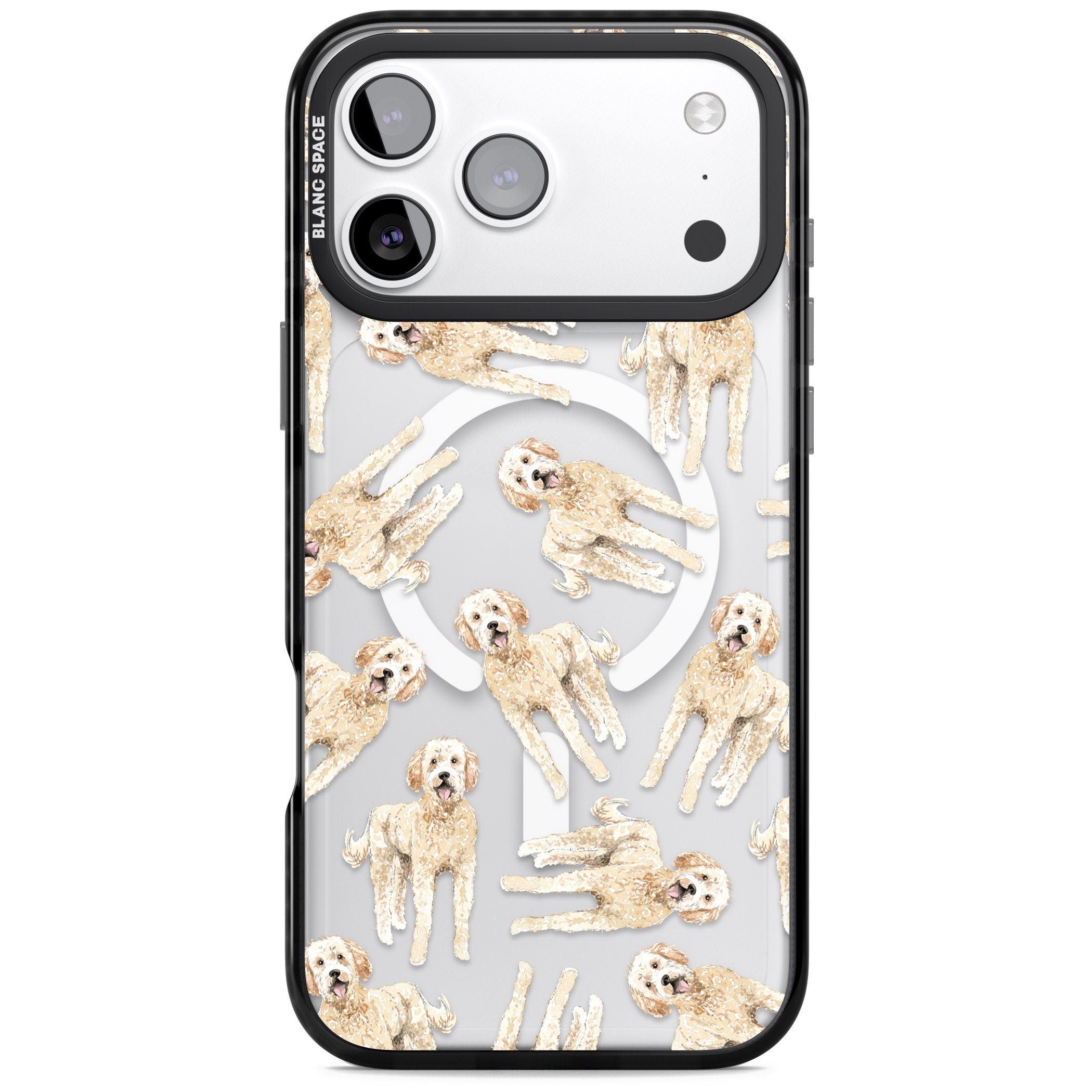 Goldendoodle Watercolour Dog Pattern iPhone 17 Pro Impact Pro Black Phone Case