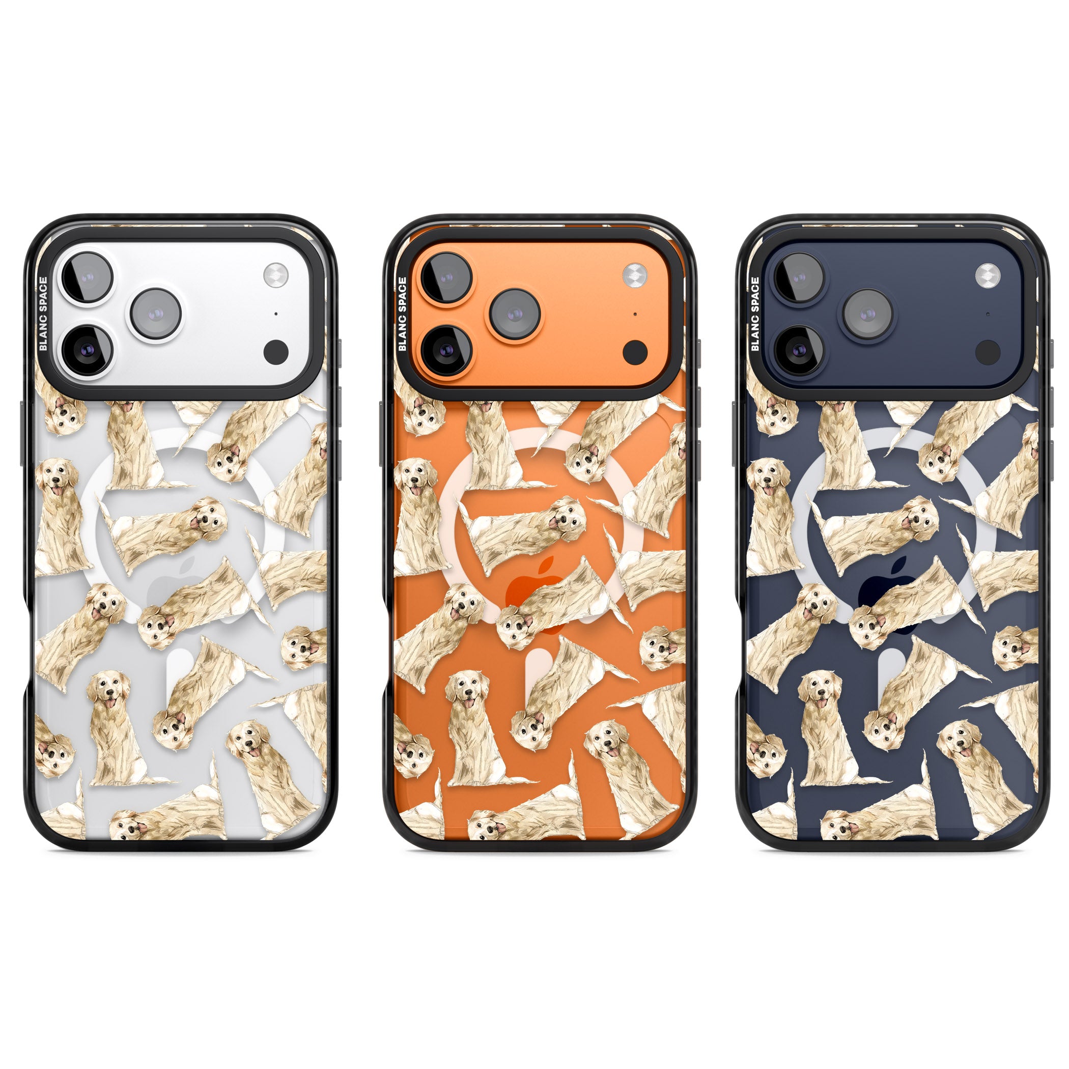 Golden Retriever Watercolor Pattern iPhone 17 Pro Impact Pro Black Phone Case APT Impact Protection