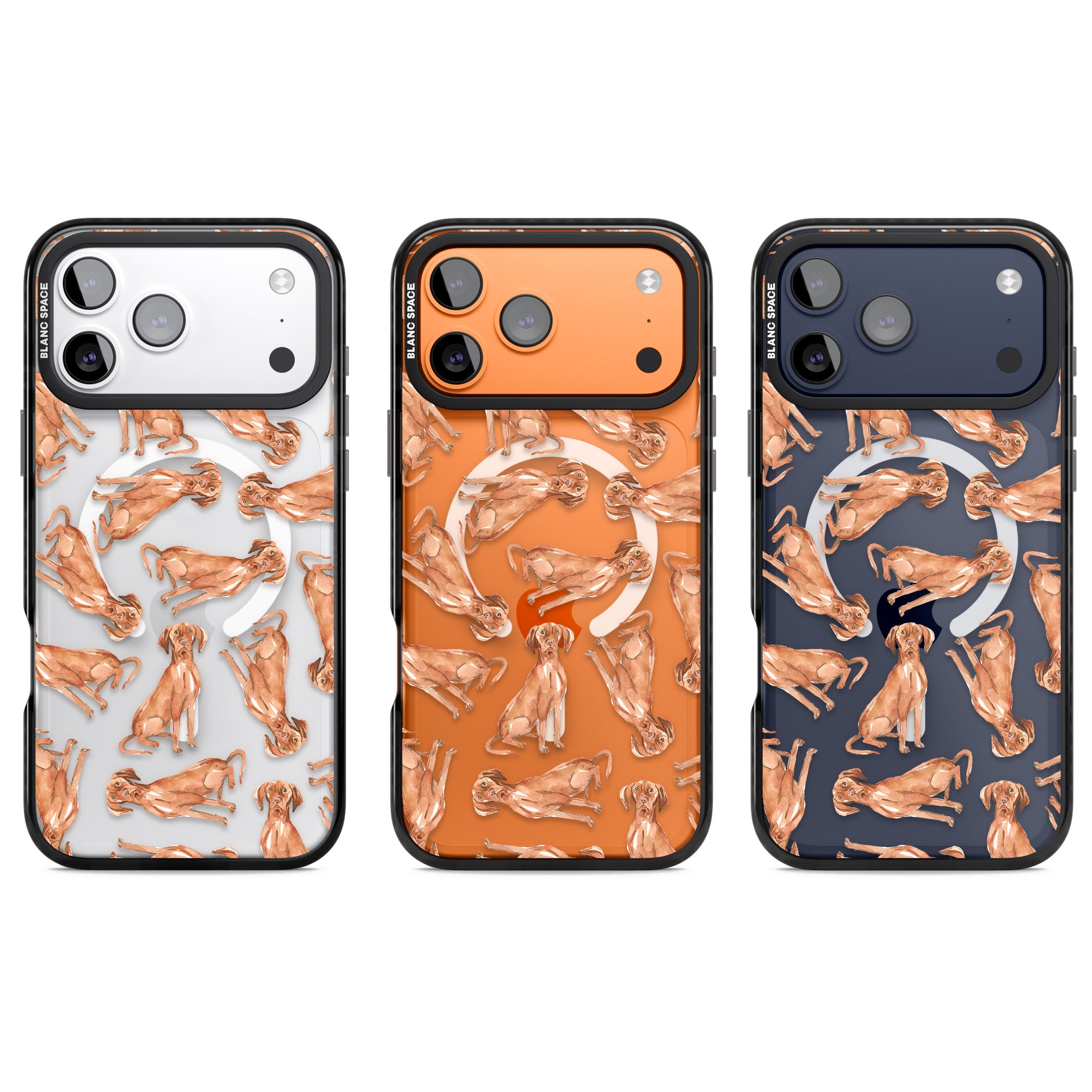 Hungarian Vizsla Watercolor Pattern iPhone 17 Pro Impact Pro Black Phone Case APT Impact Protection