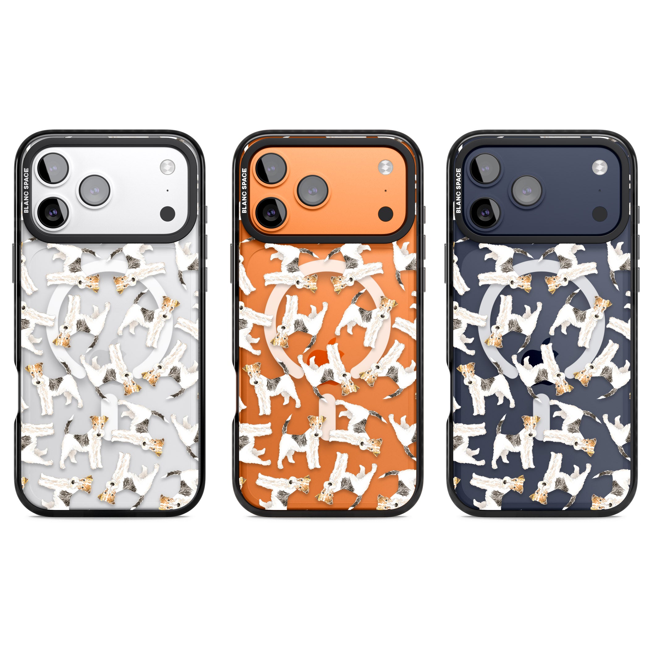 Wire Haired Fox Terrier Dog Pattern iPhone 17 Pro Impact Pro Black Phone Case APT Impact Protection