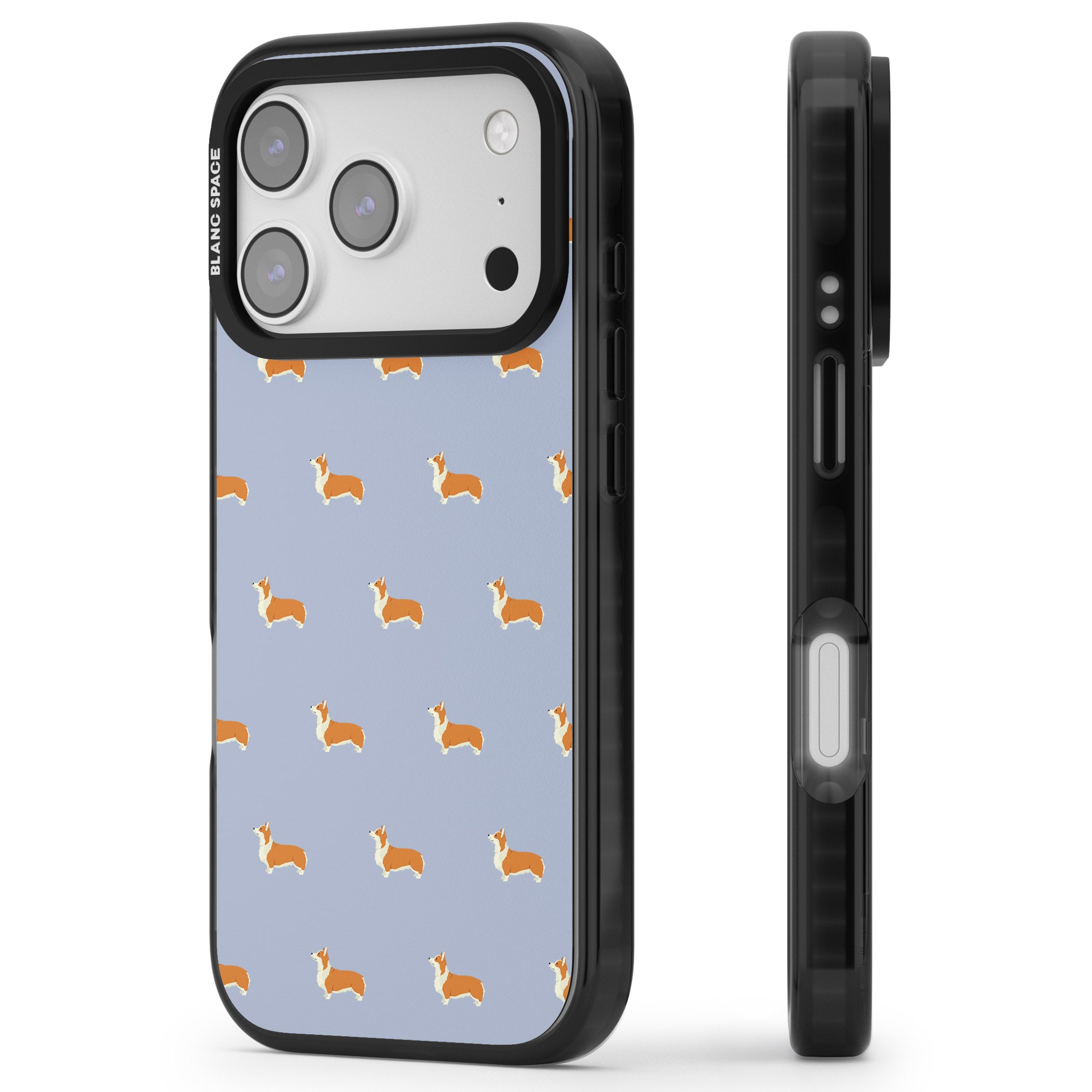 Corgi Pattern iPhone 17 Pro Impact Pro Black Phone Case Side Profile