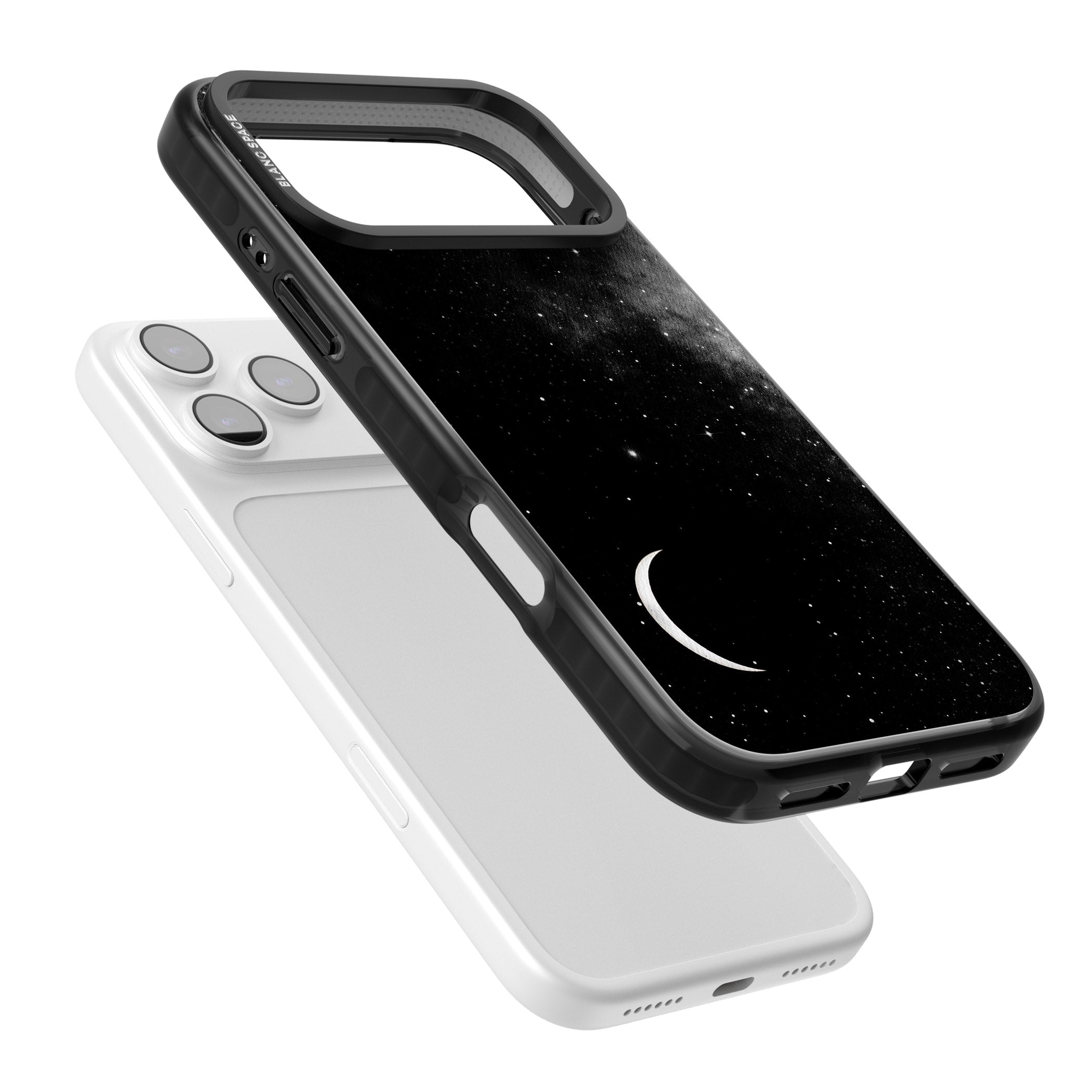 Night Sky Galaxies: Crescent Moon iPhone 17 Pro Impact Pro Black Phone Case Colours