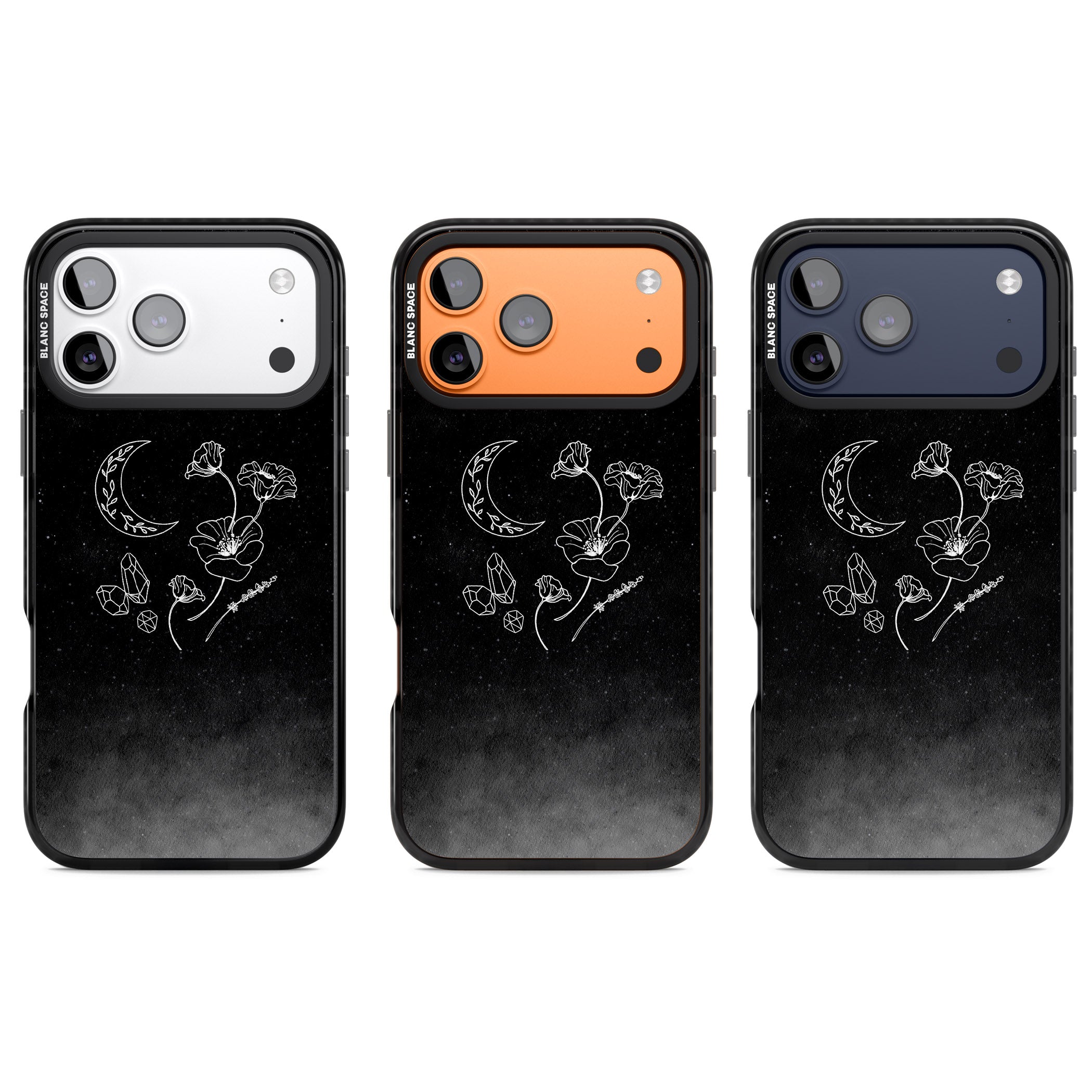 Midnight Moon Botanic iPhone 17 Pro Impact Pro Black Phone Case APT Impact Protection