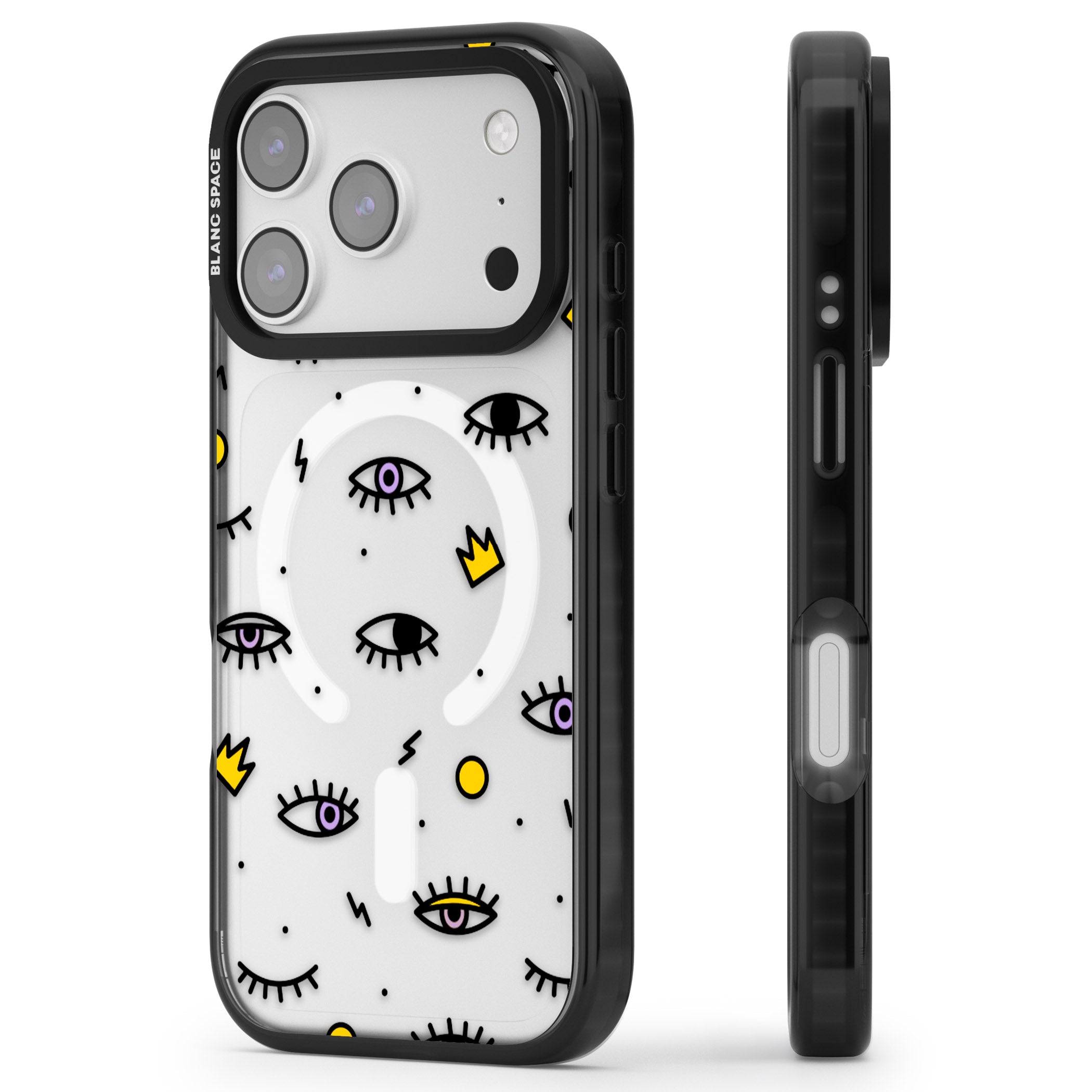 Eyes & Lips Icons iPhone 17 Pro Impact Pro Black Phone Case Side Profile
