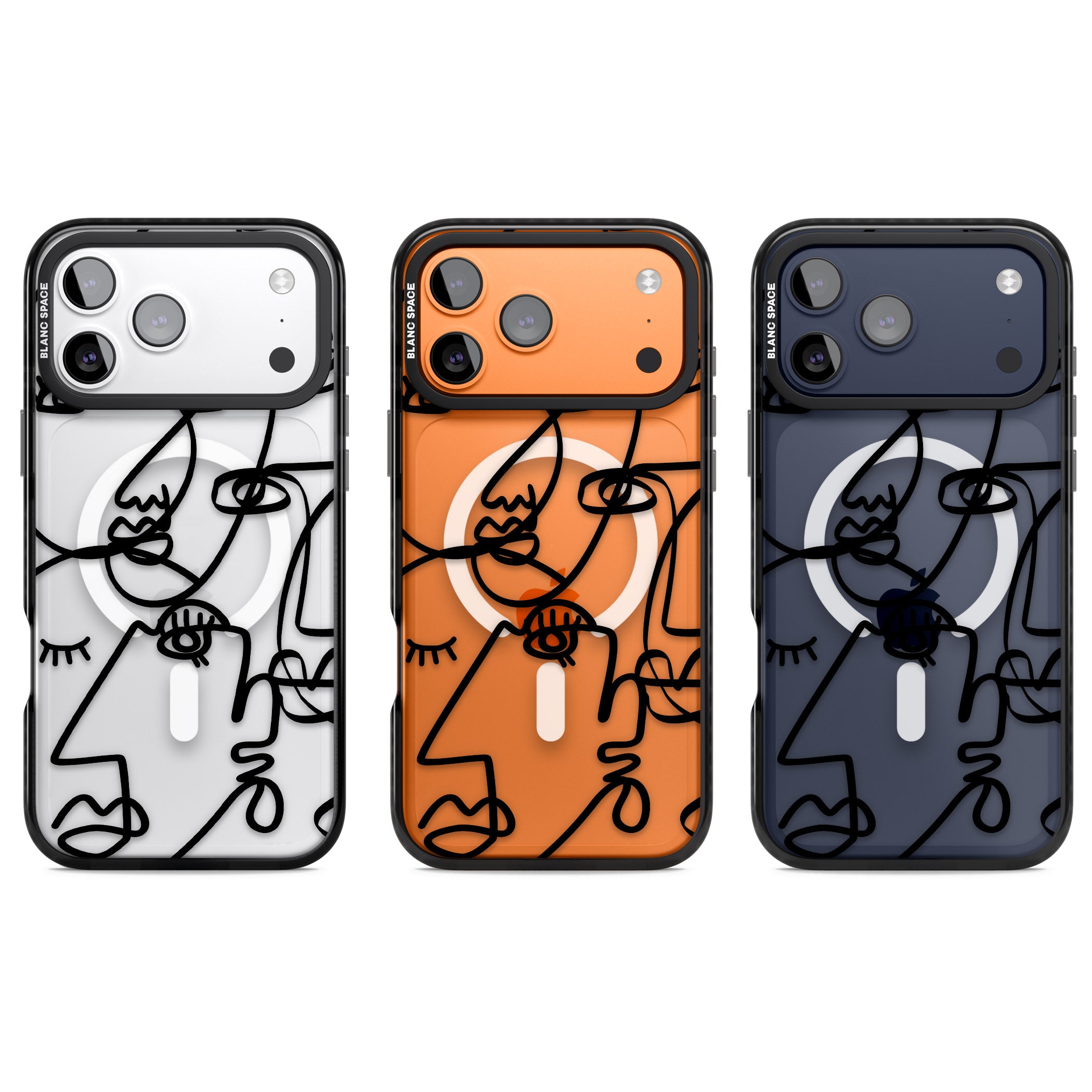 Abstract Line Art Black Clear iPhone 17 Pro Impact Pro Black Phone Case APT Impact Protection