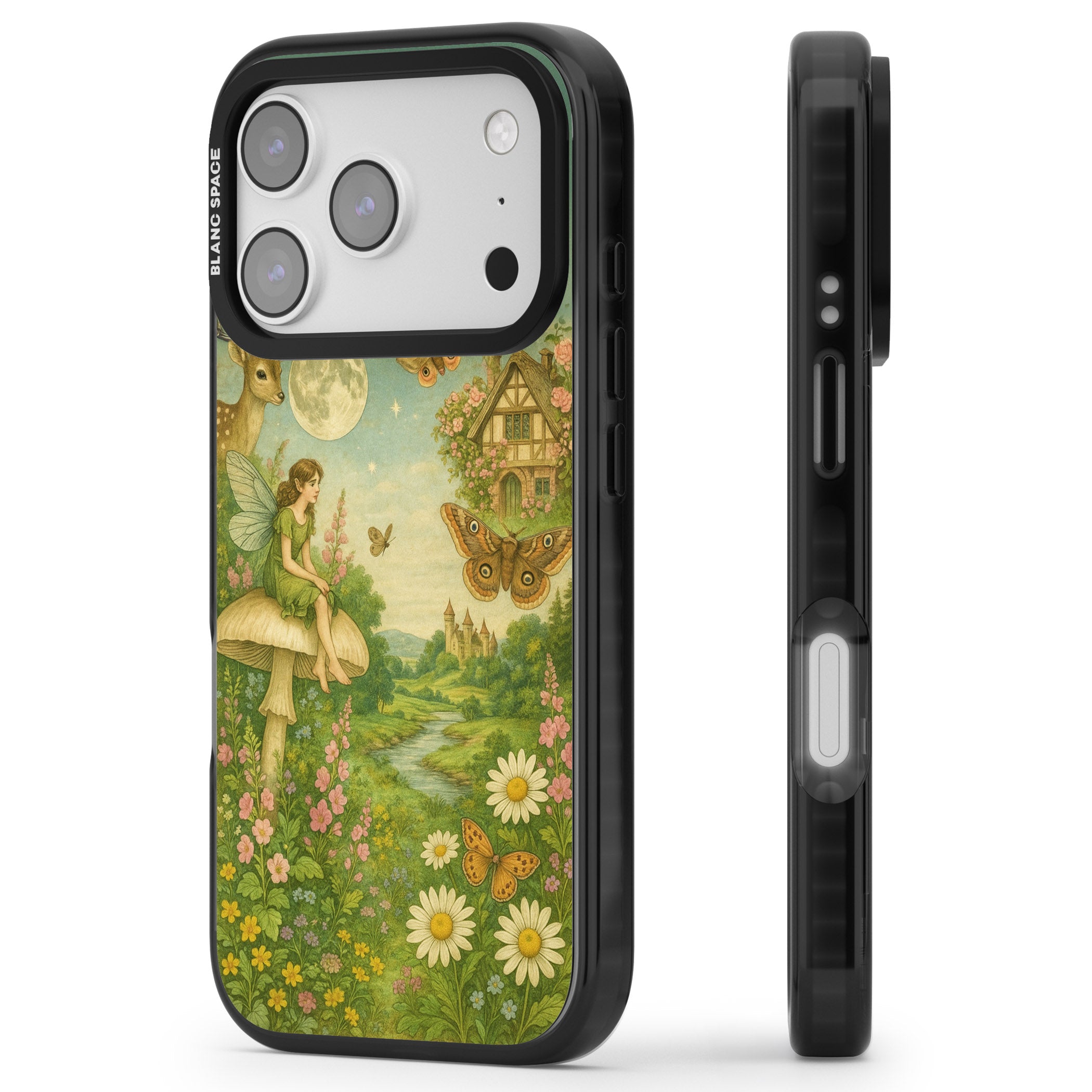 Cottage Fairy iPhone 17 Pro Impact Pro Black Phone Case Side Profile