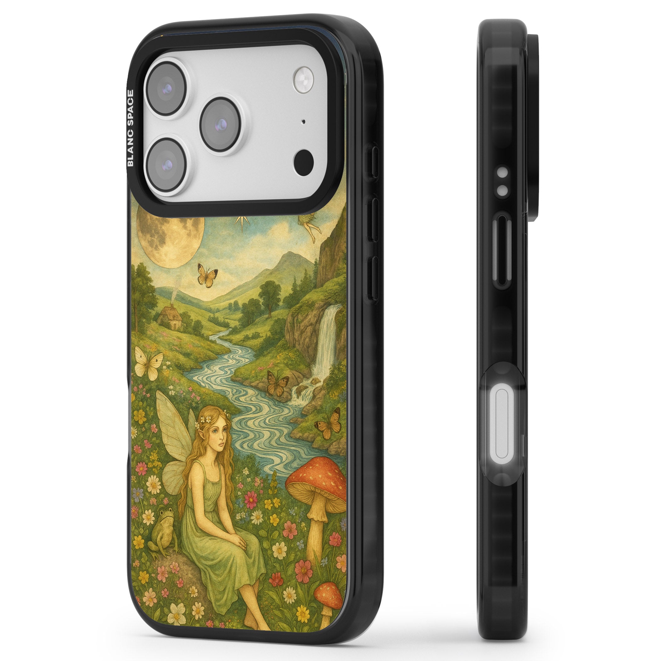 Nature Fairy iPhone 17 Pro Impact Pro Black Phone Case Side Profile