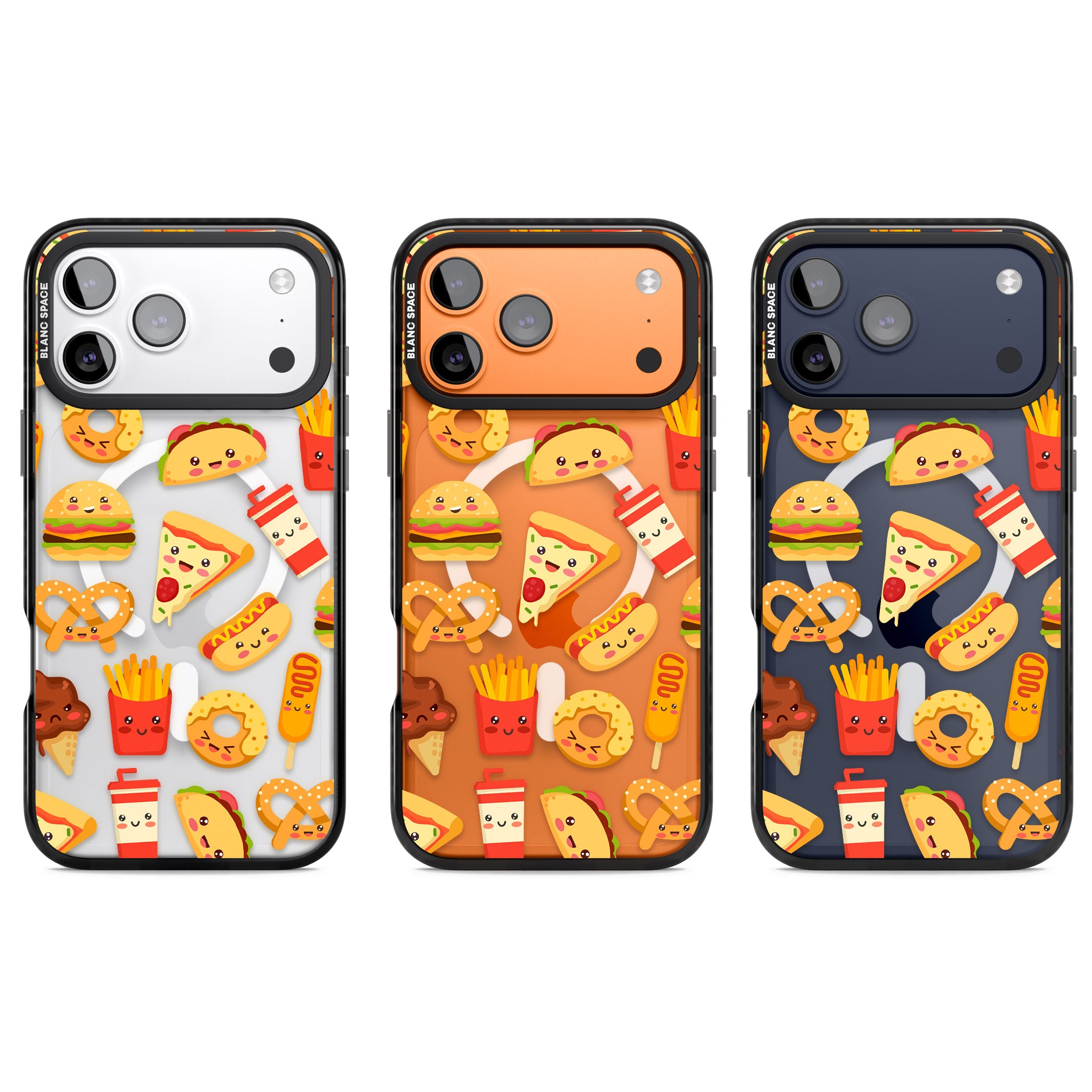 Fast Food Patterns Kawaii Fast Food Mix iPhone 17 Pro Impact Pro Black Phone Case APT Impact Protection