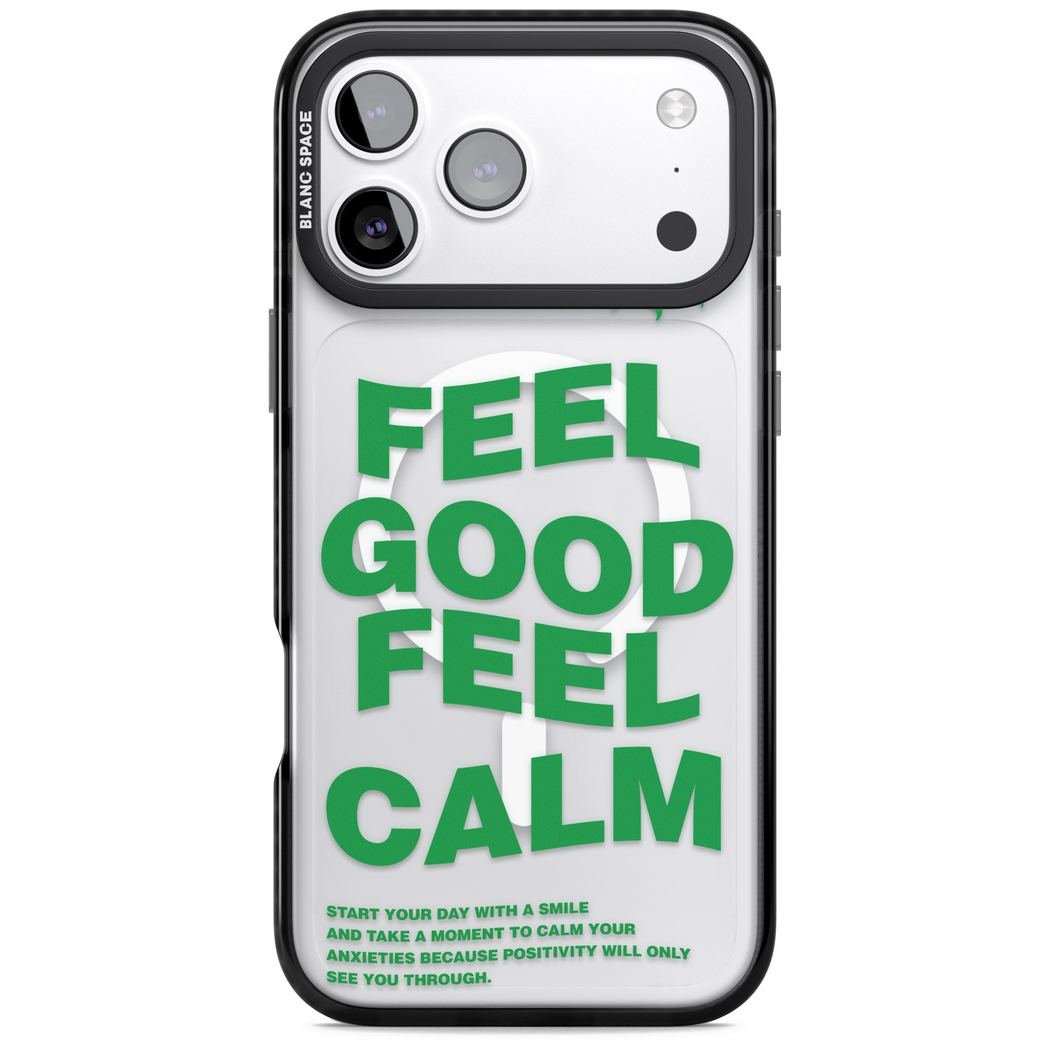 Feel Good Feel Calm (Green) iPhone 17 Pro Impact Pro Black Phone Case