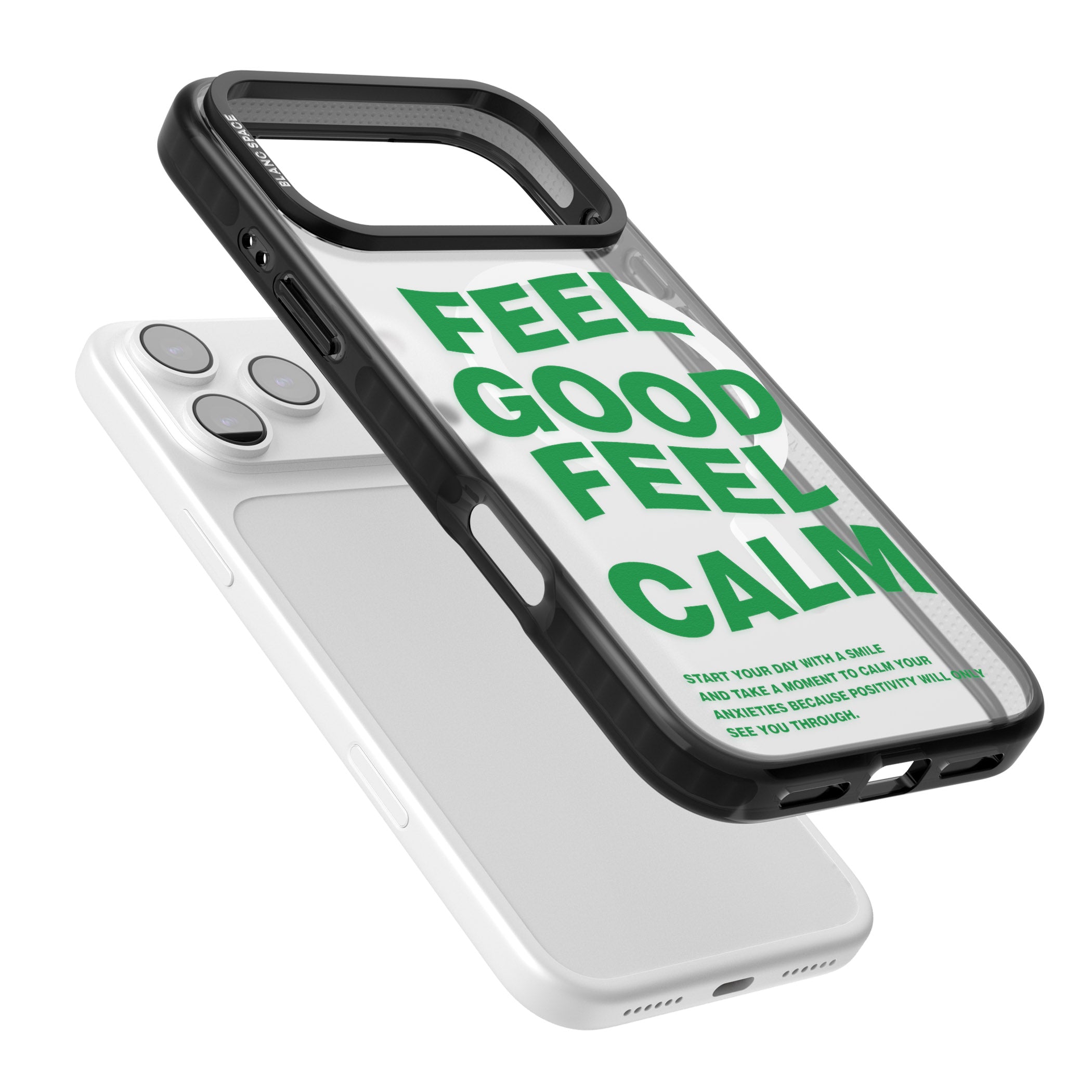 Feel Good Feel Calm (Green) iPhone 17 Pro Impact Pro Black Phone Case Colours