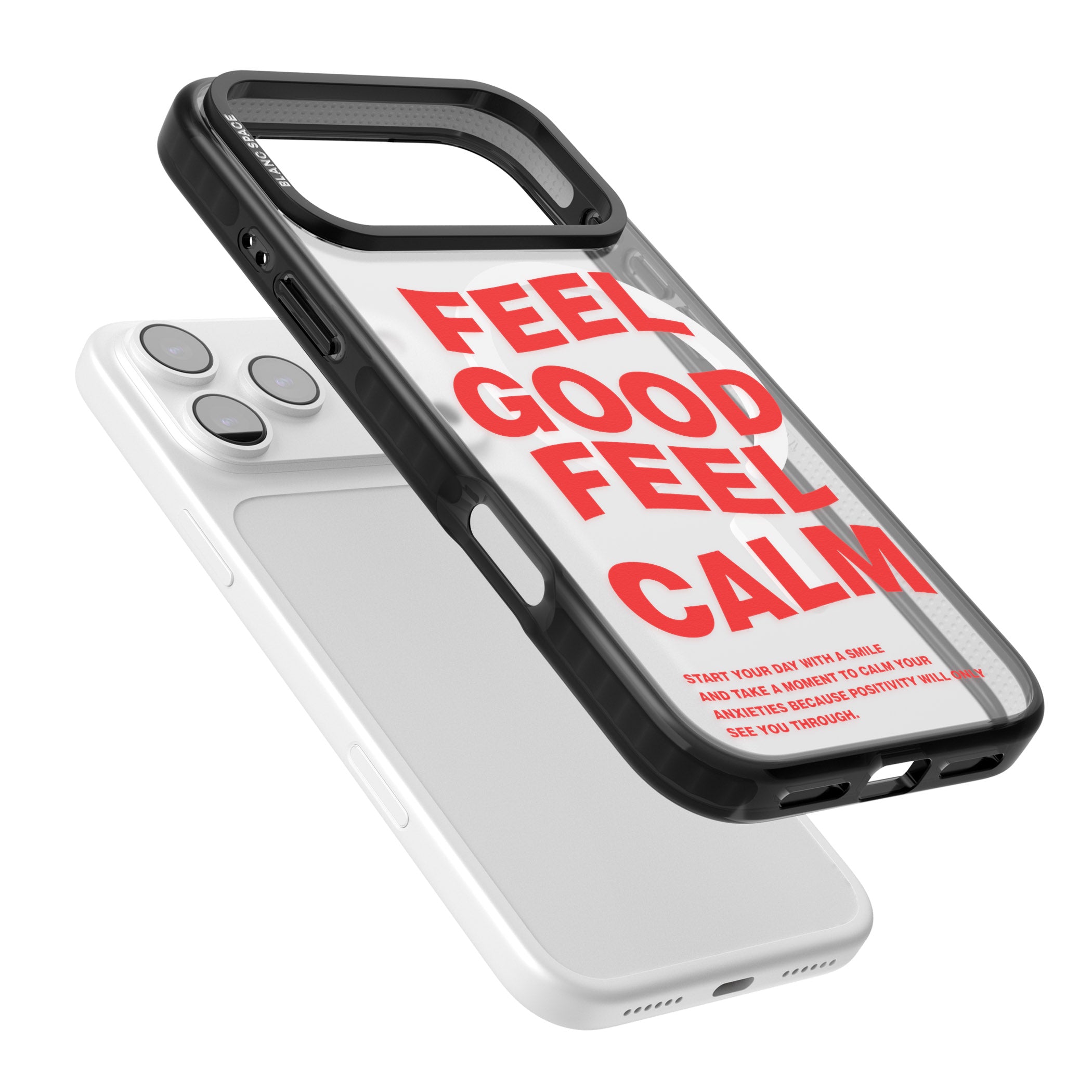 Feel Good Feel Calm (Red) iPhone 17 Pro Impact Pro Black Phone Case Colours