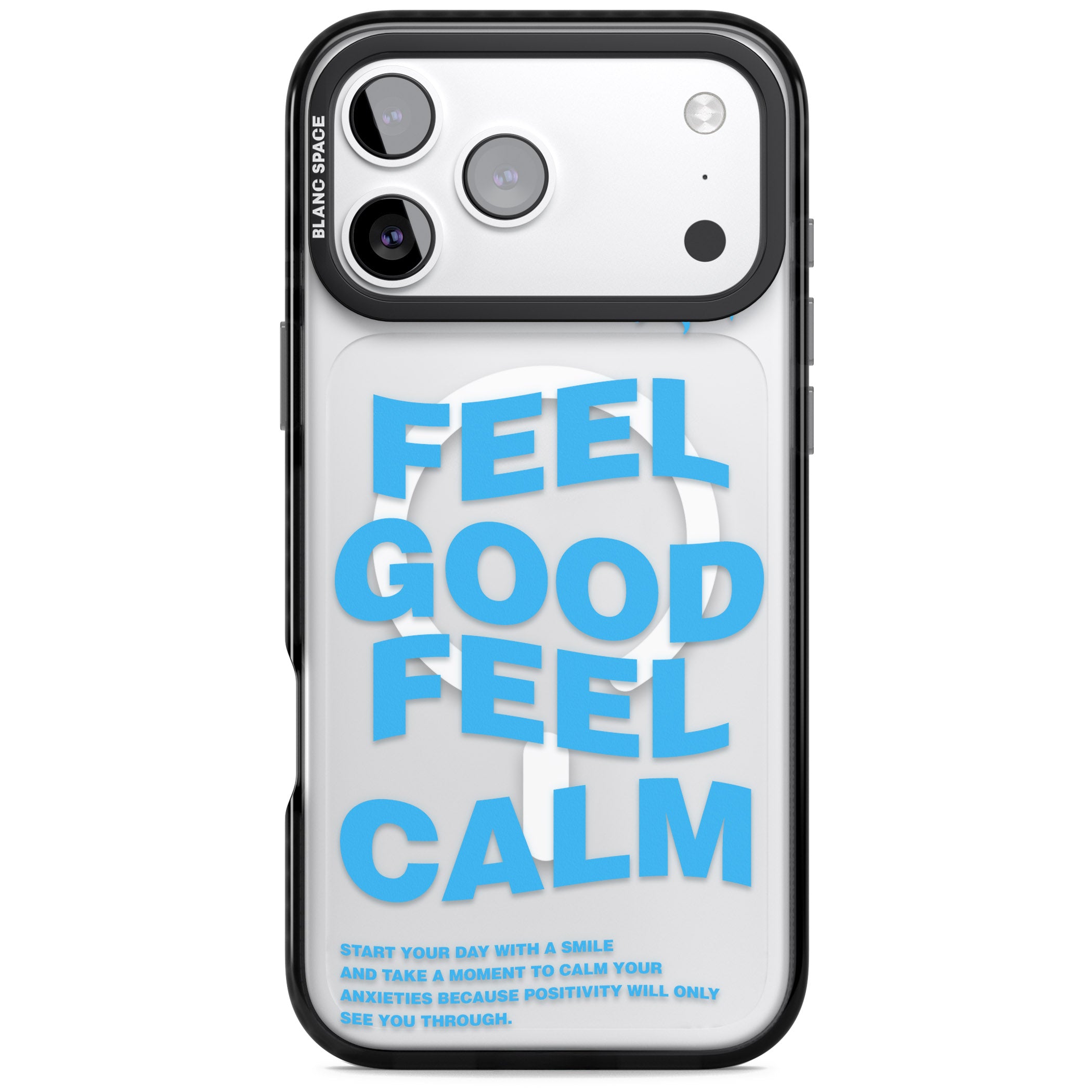 Feel Good Feel Calm (Blue) iPhone 17 Pro Impact Pro Black Phone Case