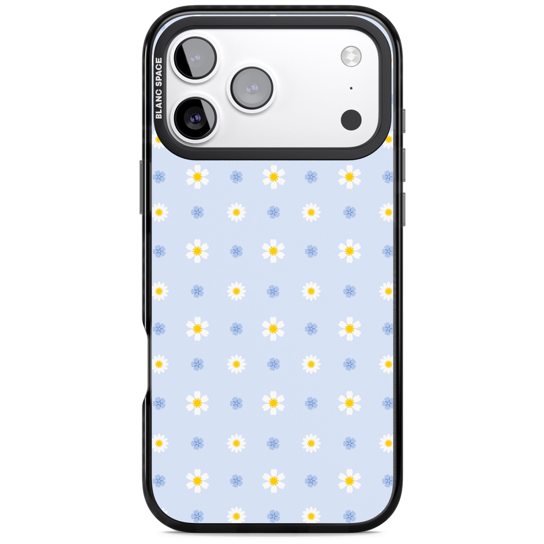 Pale Blue Daisies iPhone 17 Pro Impact Pro Black Phone Case