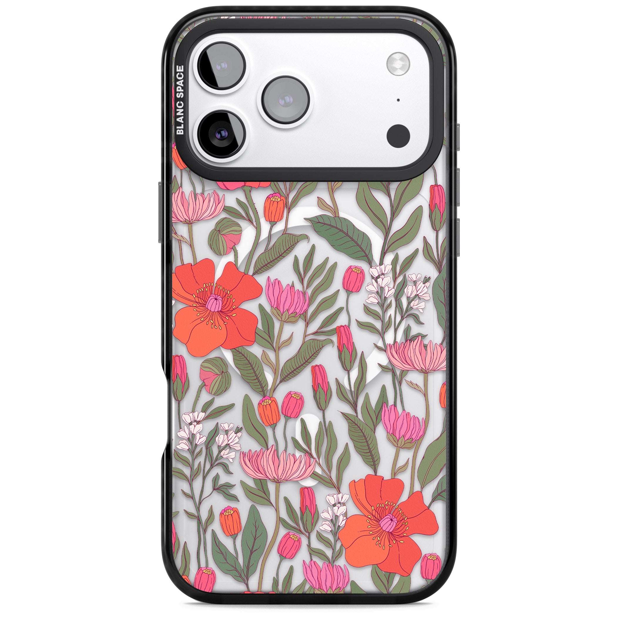Peachy Floral iPhone 17 Pro Impact Pro Black Phone Case