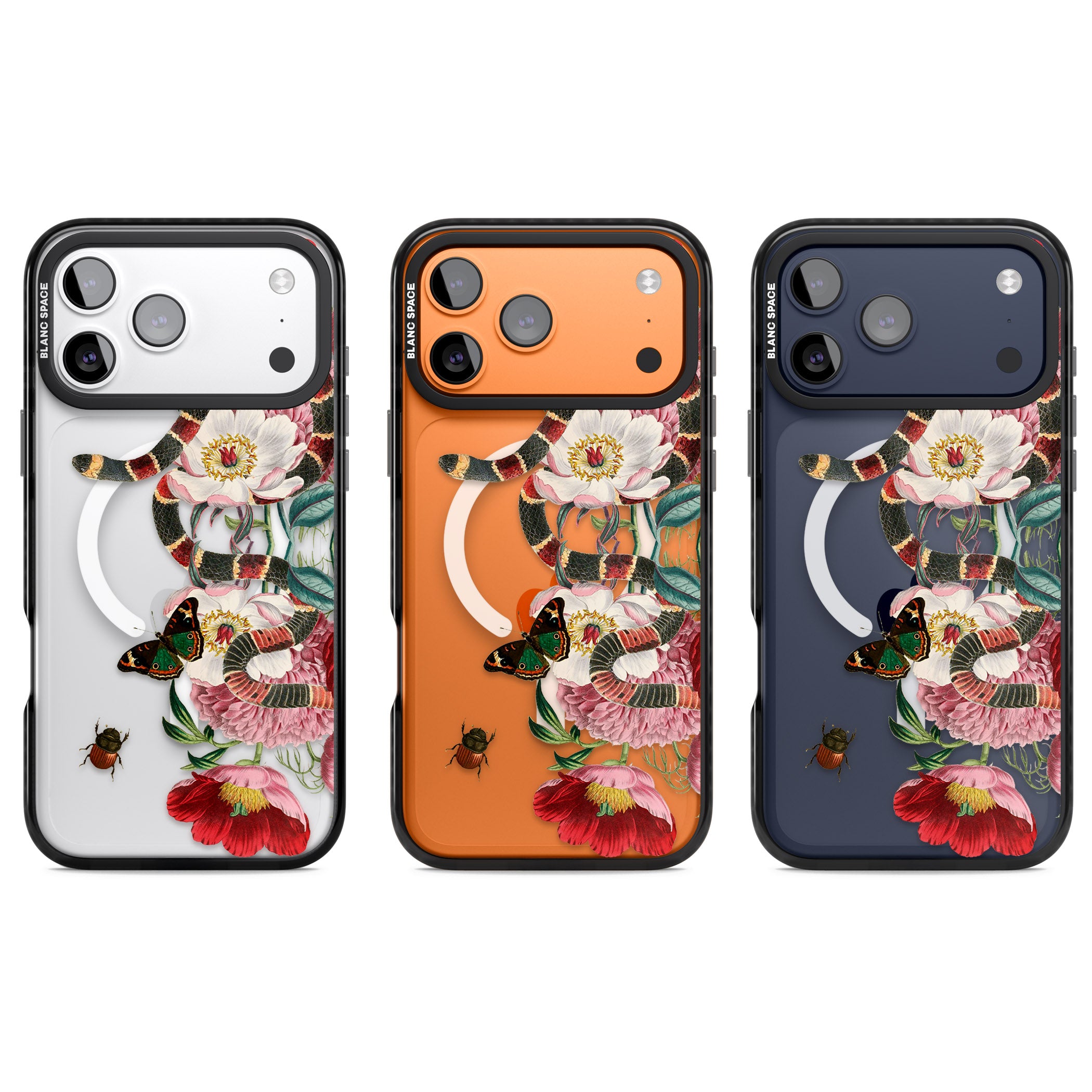Floral Snake iPhone 17 Pro Impact Pro Black Phone Case APT Impact Protection
