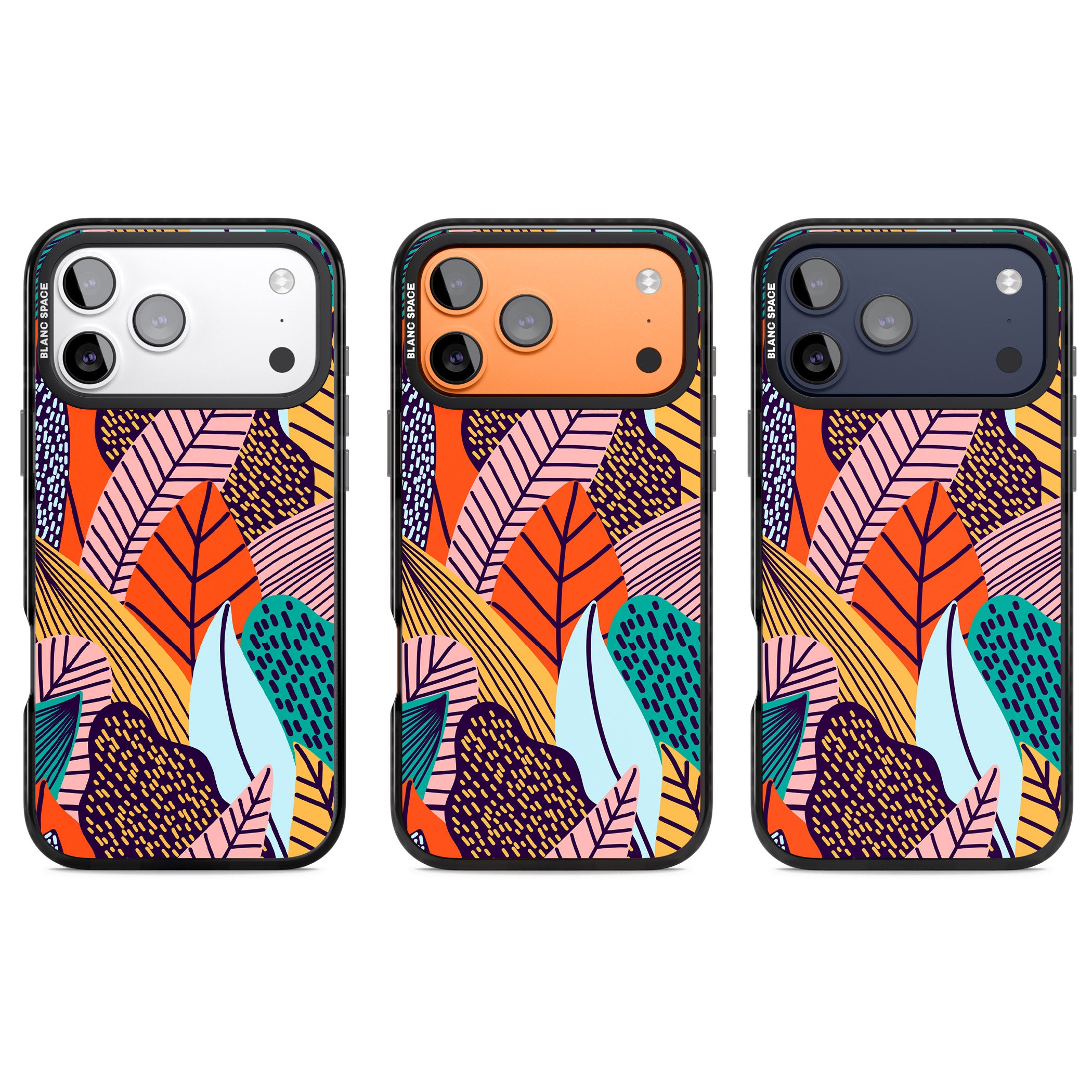 Abstract Leaves iPhone 17 Pro Impact Pro Black Phone Case APT Impact Protection