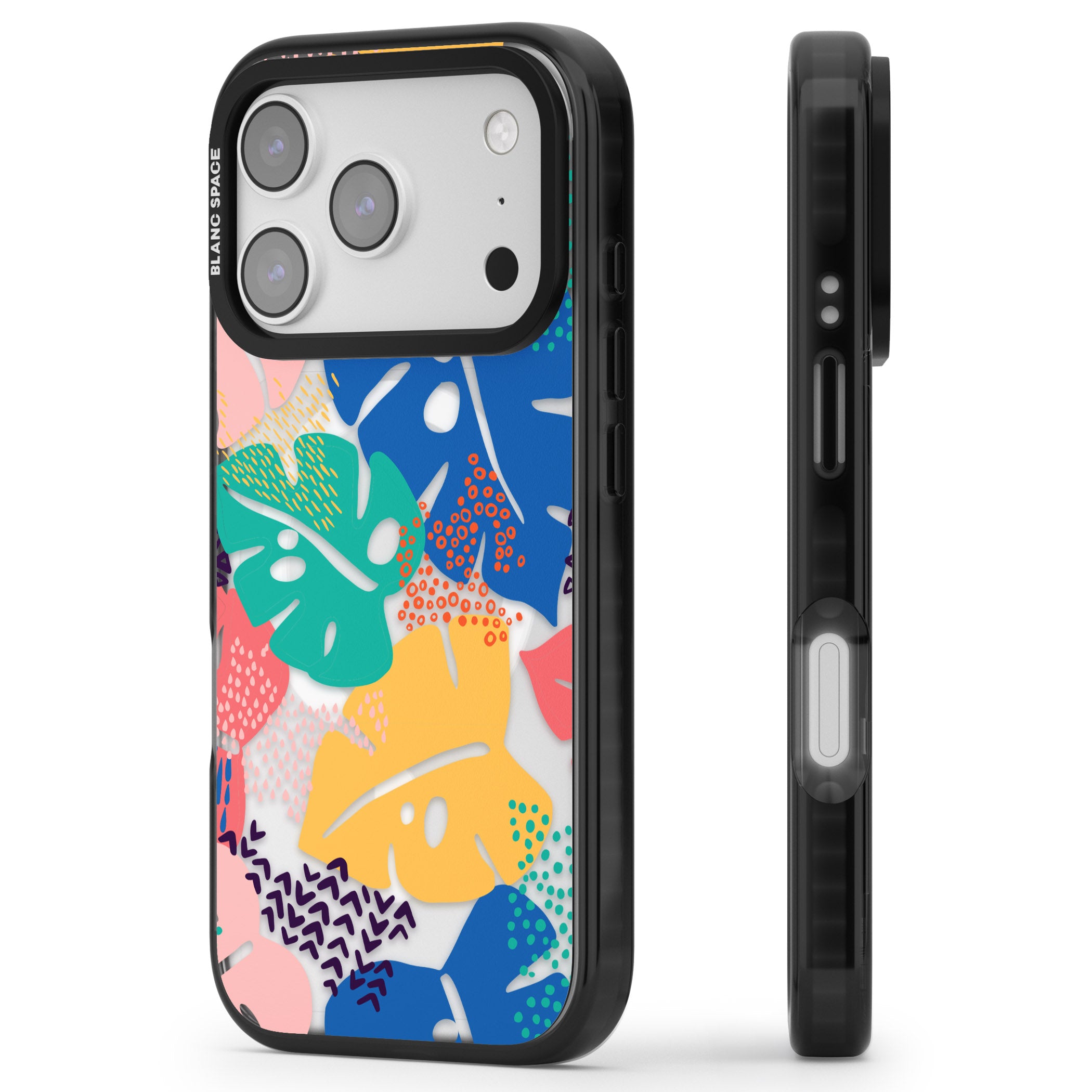 Vibrant Leaves iPhone 17 Pro Impact Pro Black Phone Case Side Profile
