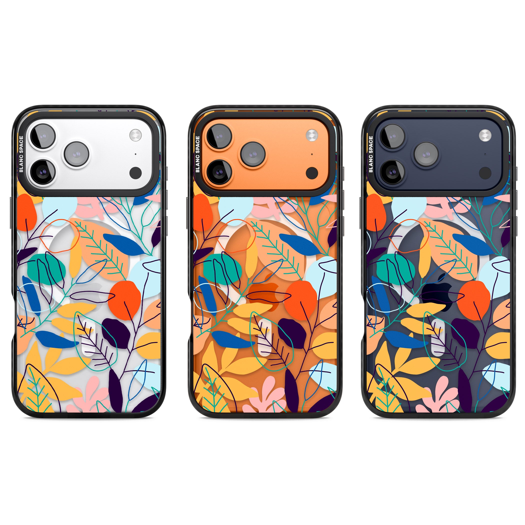 Abstract Line Drawn Leaves iPhone 17 Pro Impact Pro Black Phone Case APT Impact Protection